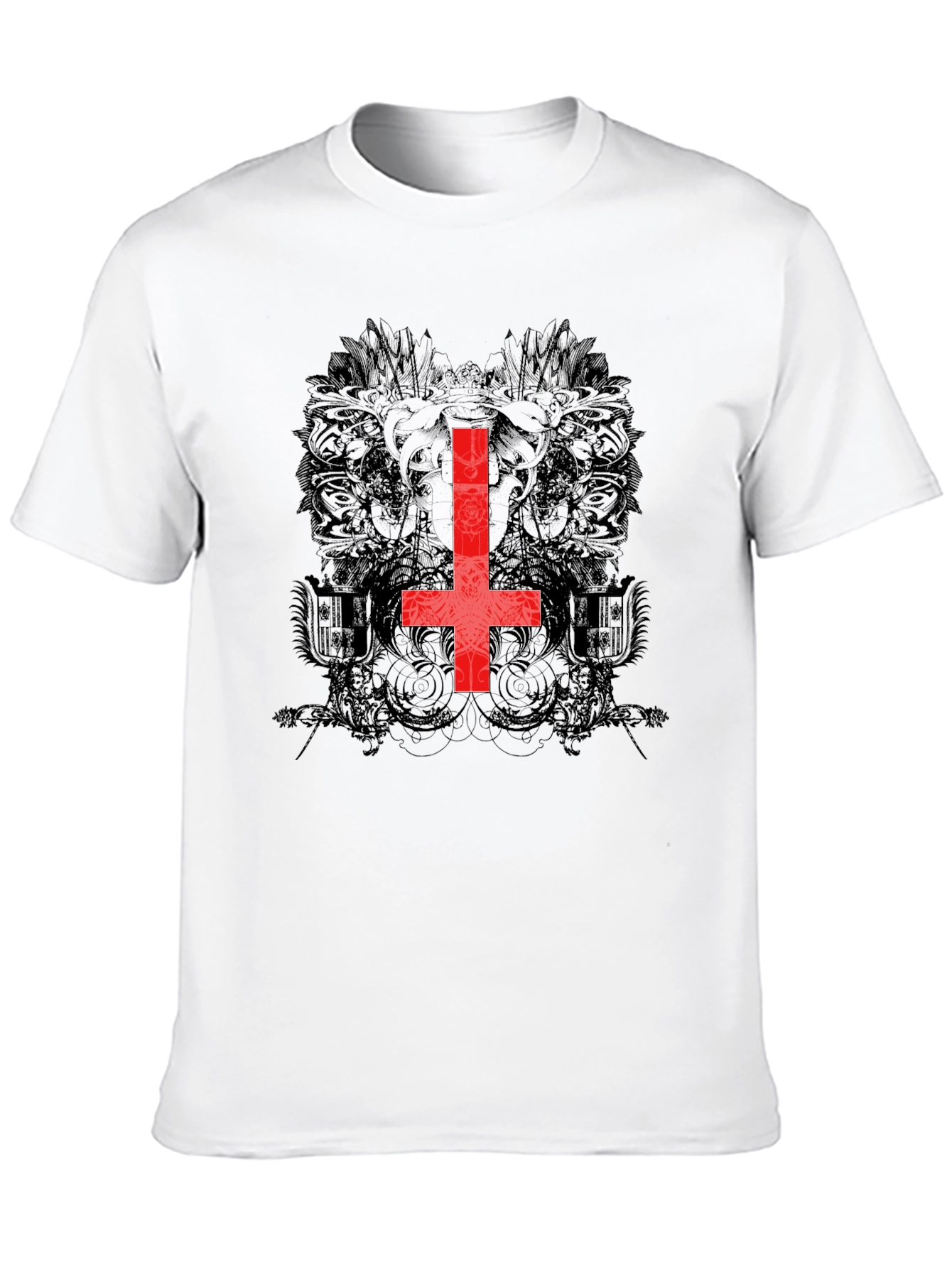 Inverted Cross Graphic Tee - Gothic Style