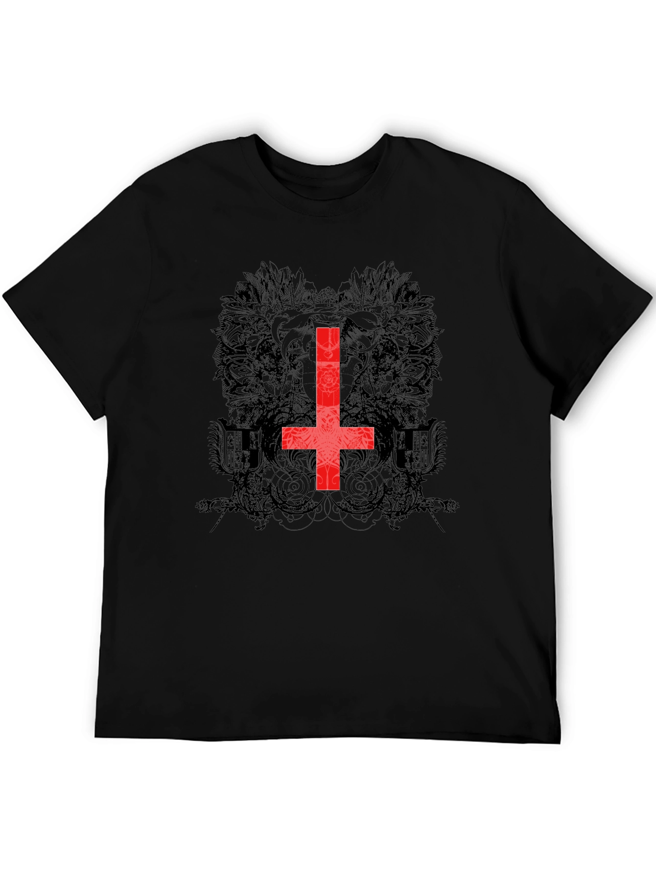 Inverted Cross Graphic Tee - Gothic Style