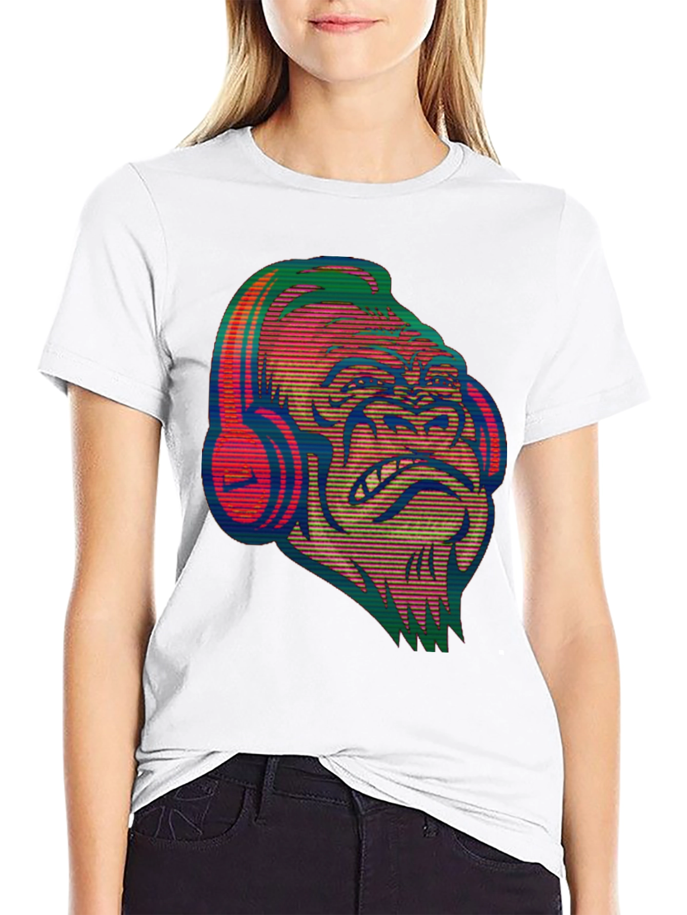 Gorilla with Headphones Graphic Tee - Unique Design