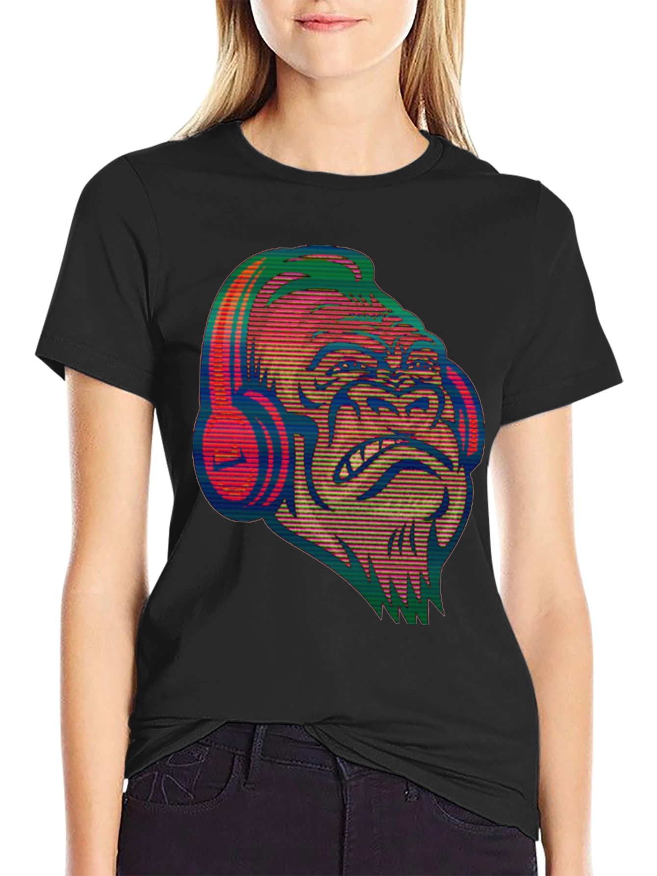 Gorilla with Headphones Graphic Tee - Unique Design