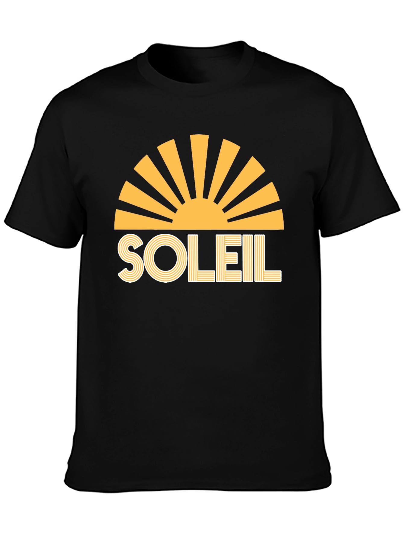 Soleil Graphic Tee - Retro Sun Design Black T-Shirt