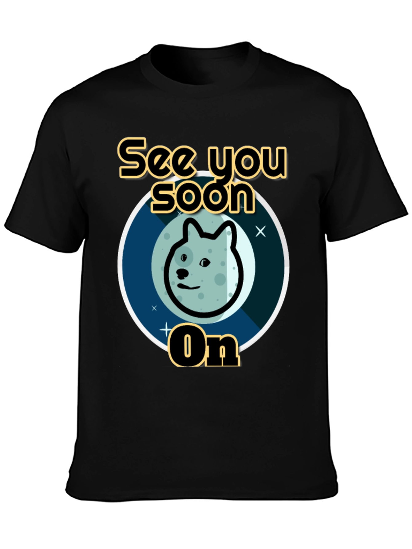 See You Soon On Doge Moon Black T-Shirt