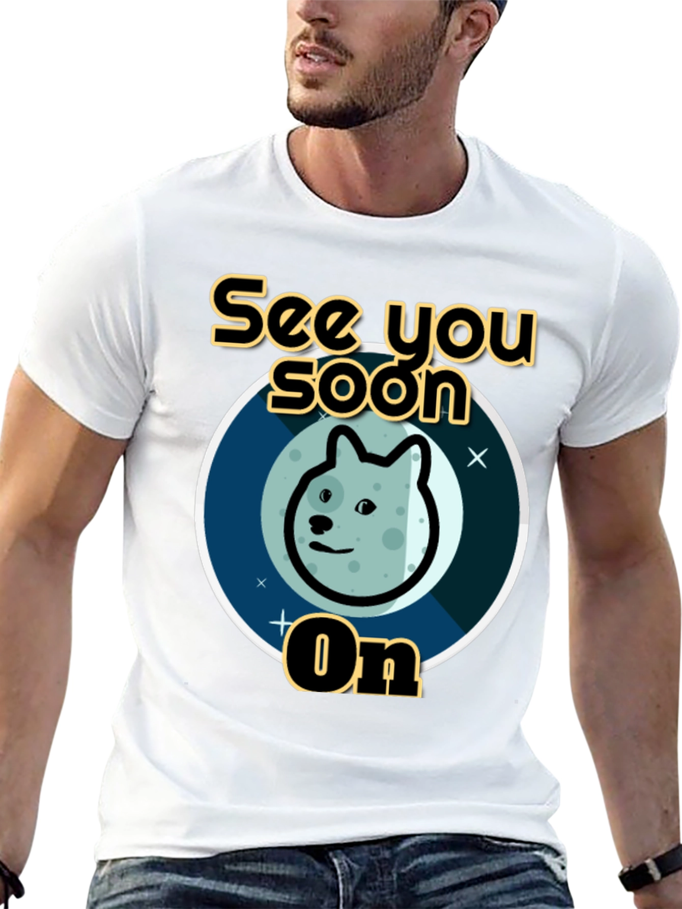 See You Soon On Doge Moon Black T-Shirt
