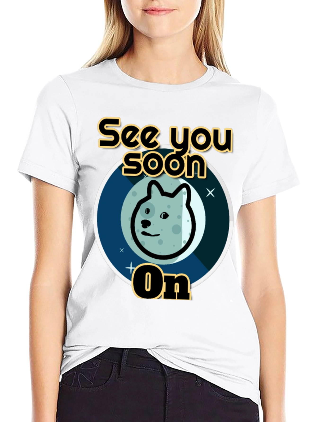 See You Soon On Doge Moon Black T-Shirt