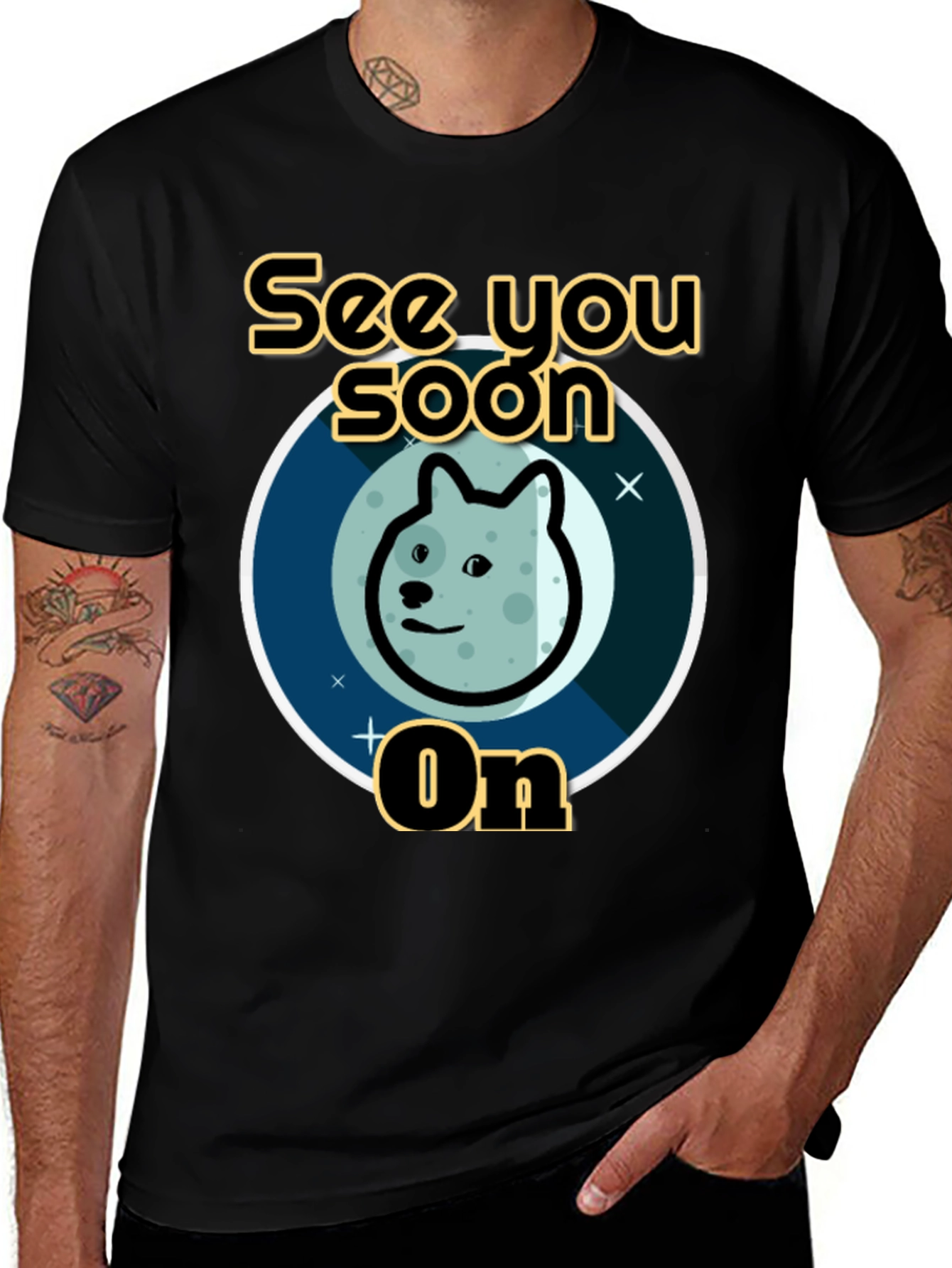 See You Soon On Doge Moon Black T-Shirt