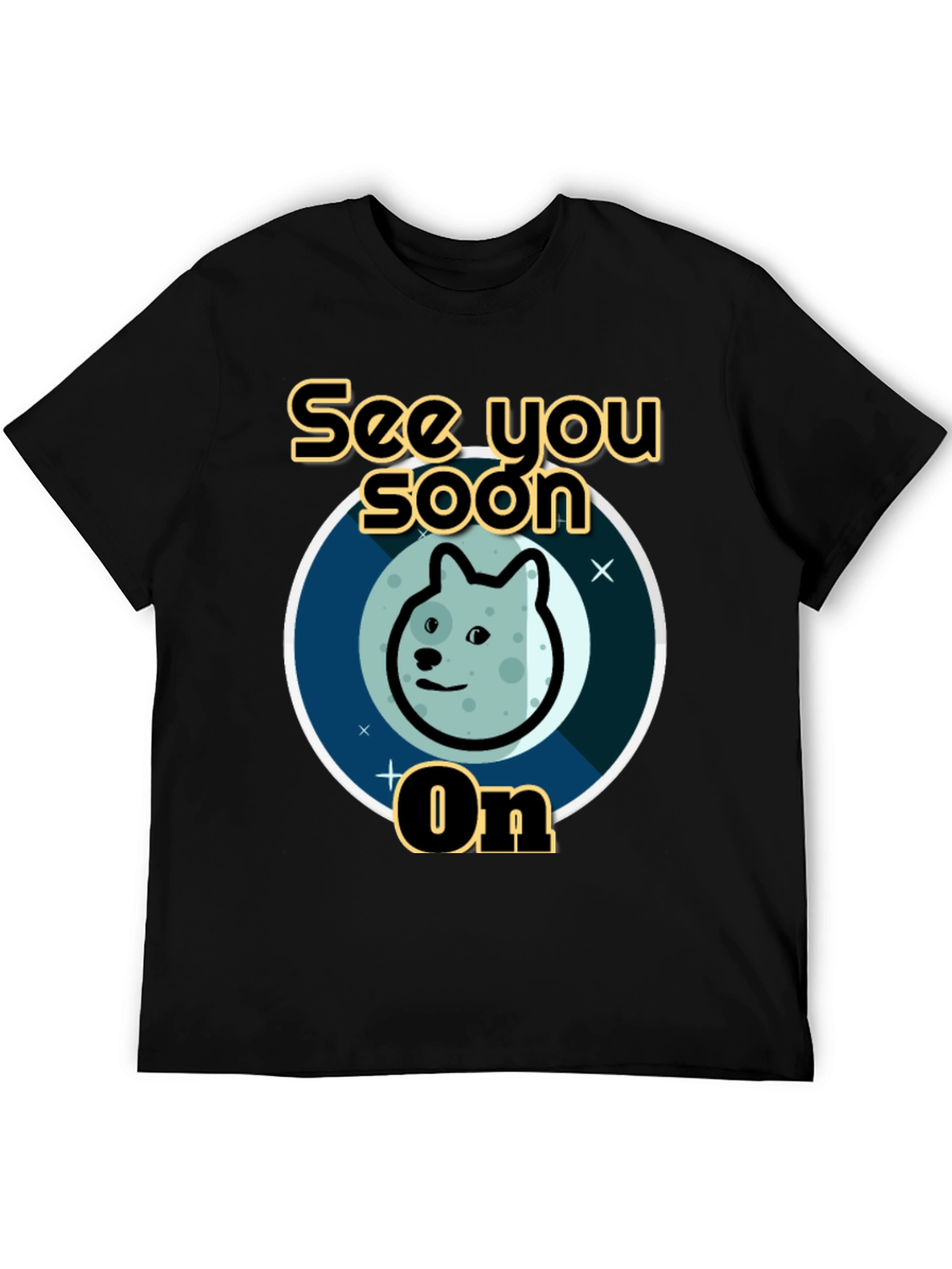 See You Soon On Doge Moon Black T-Shirt