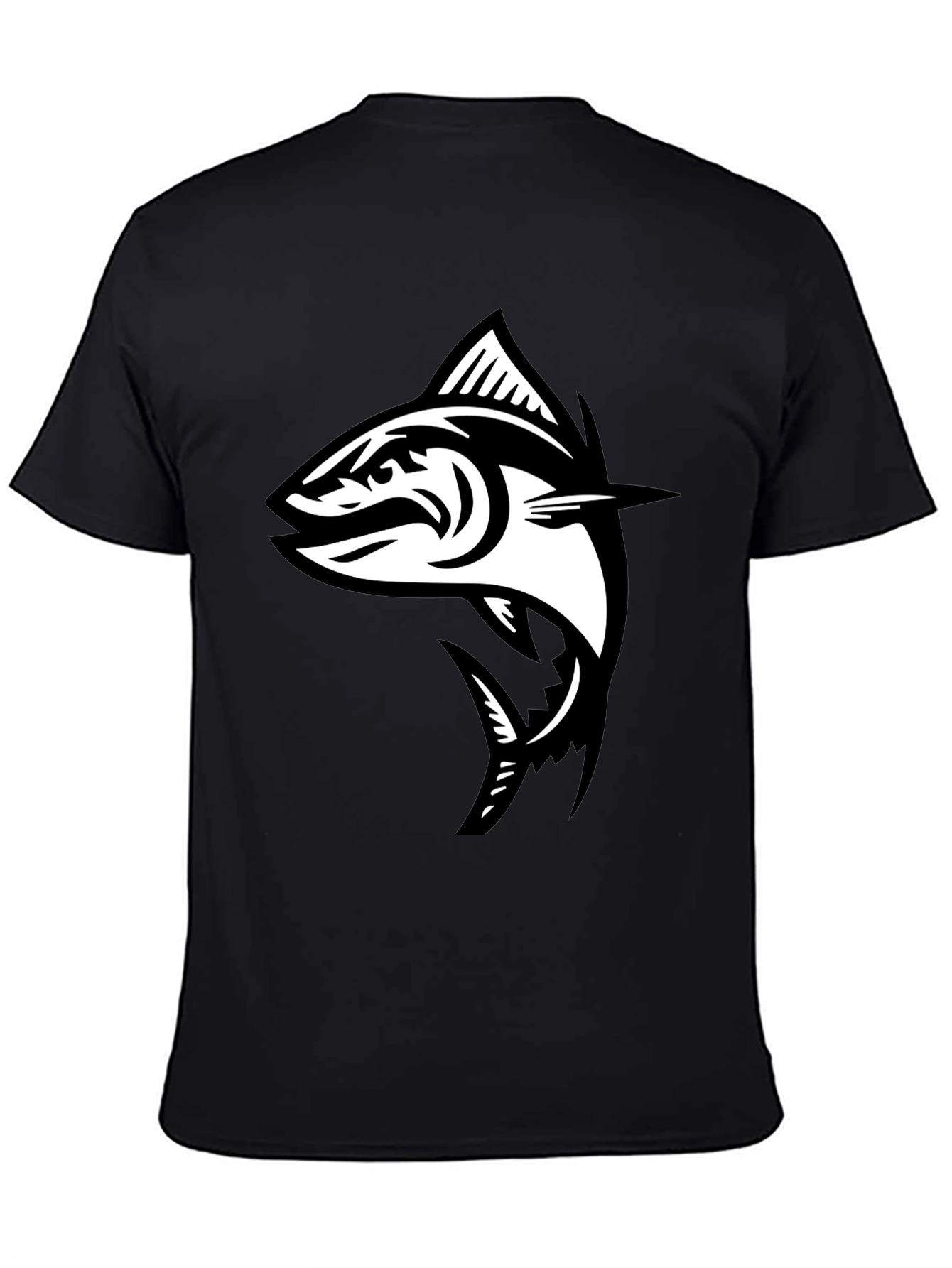 Black T-Shirt with Fish Graphic