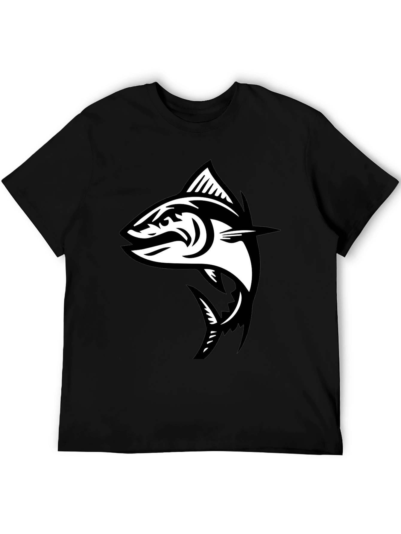 Black T-Shirt with Fish Graphic