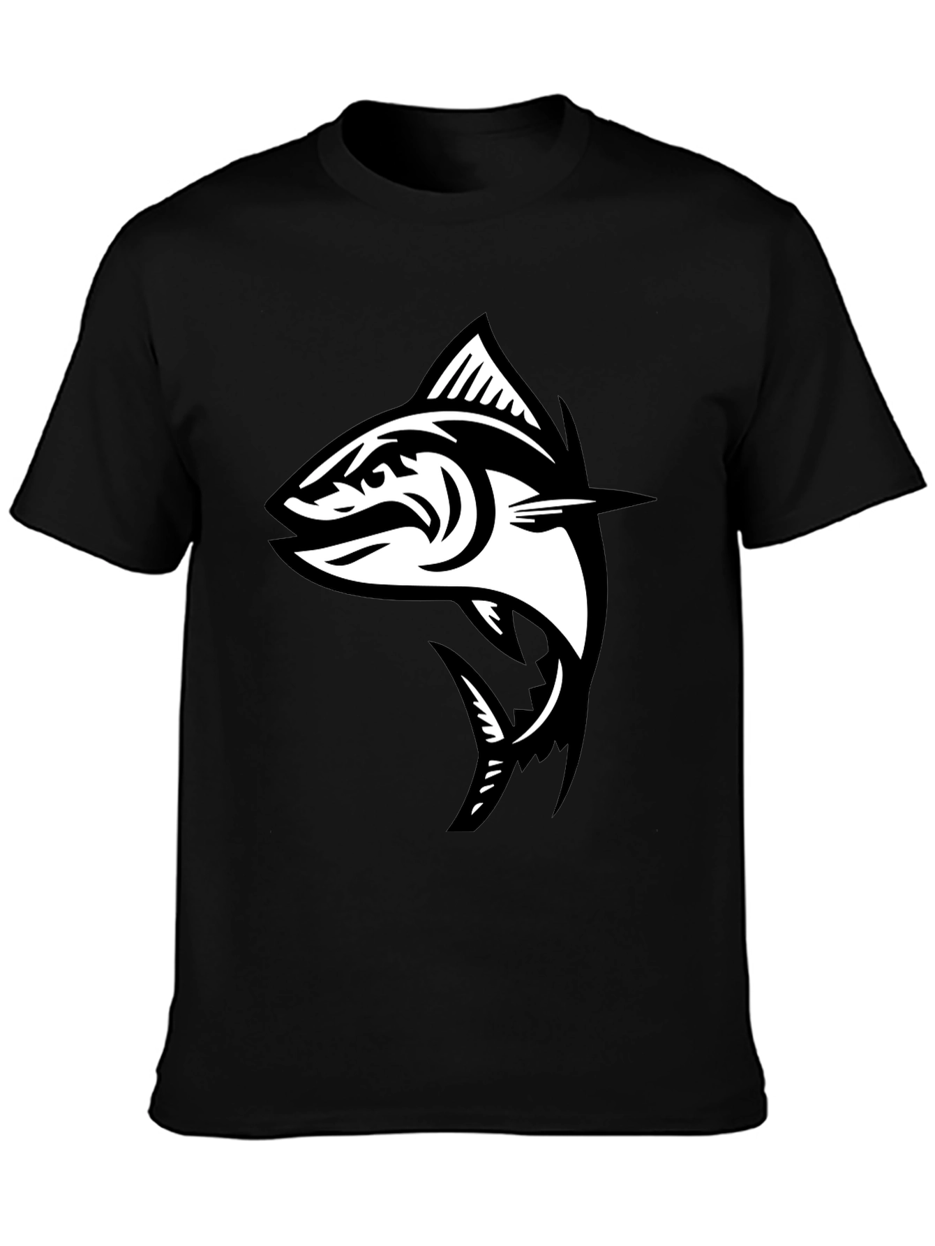 Black T-Shirt with Fish Graphic
