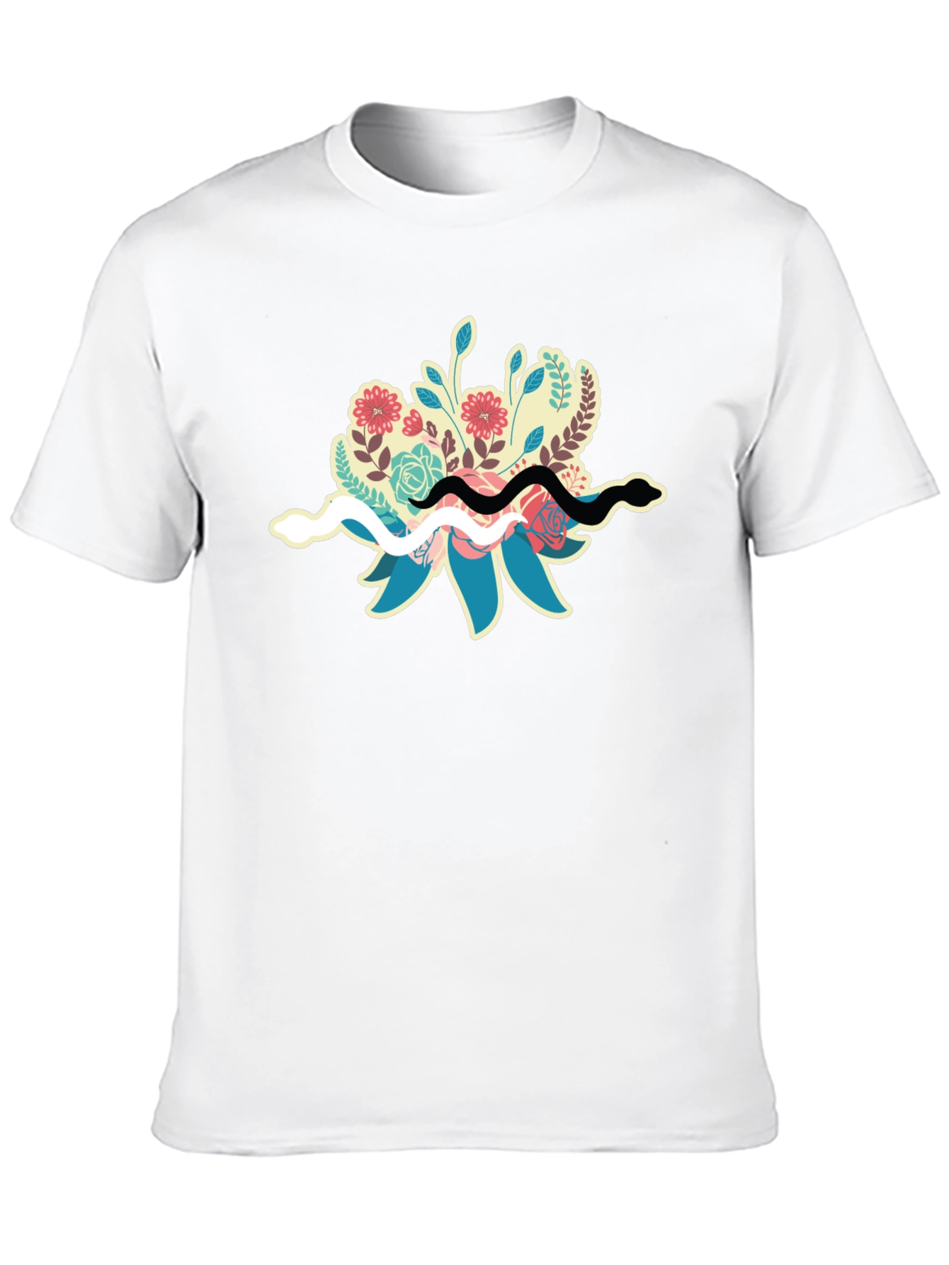 Floral Snake T-Shirt - Stylish Nature Graphic Tee