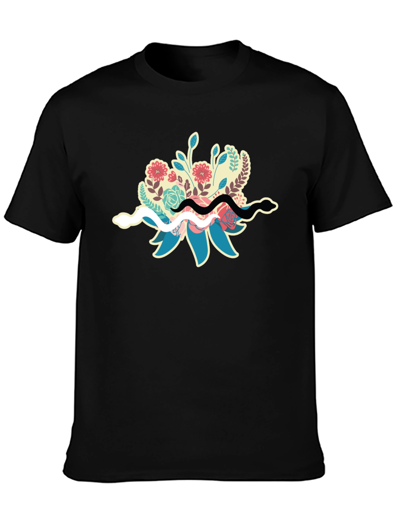 Floral Snake T-Shirt - Stylish Nature Graphic Tee