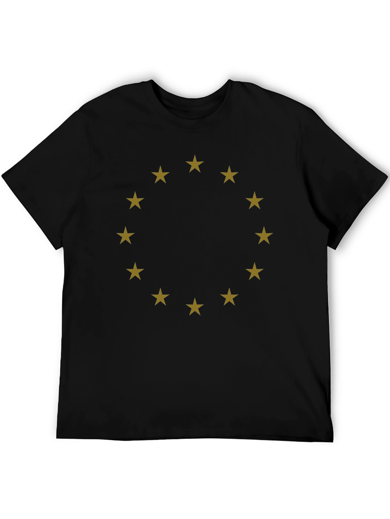 Stylish Black Tee with Gold Star Circle Design