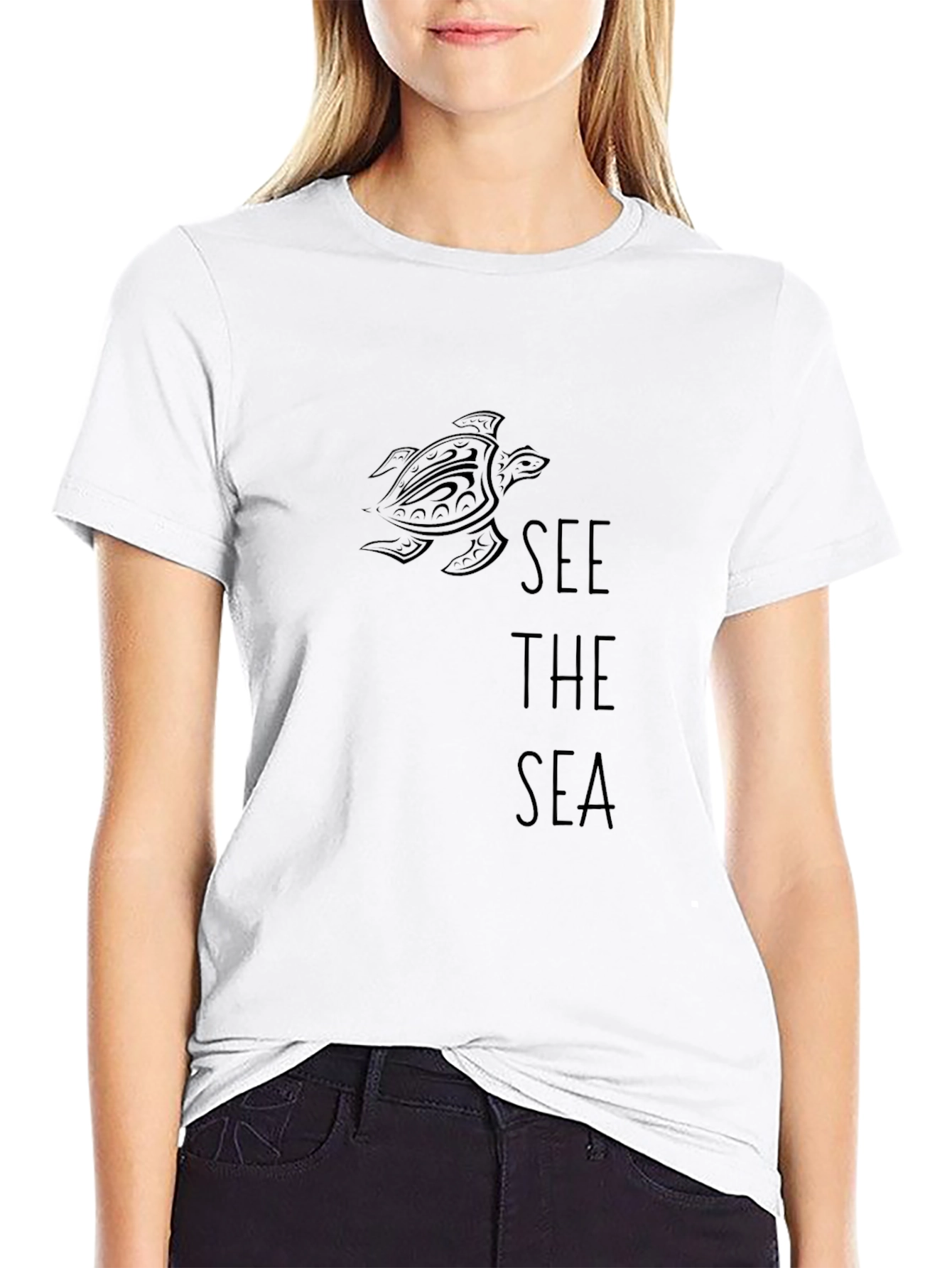 See the Sea Turtle Graphic Tee - Black