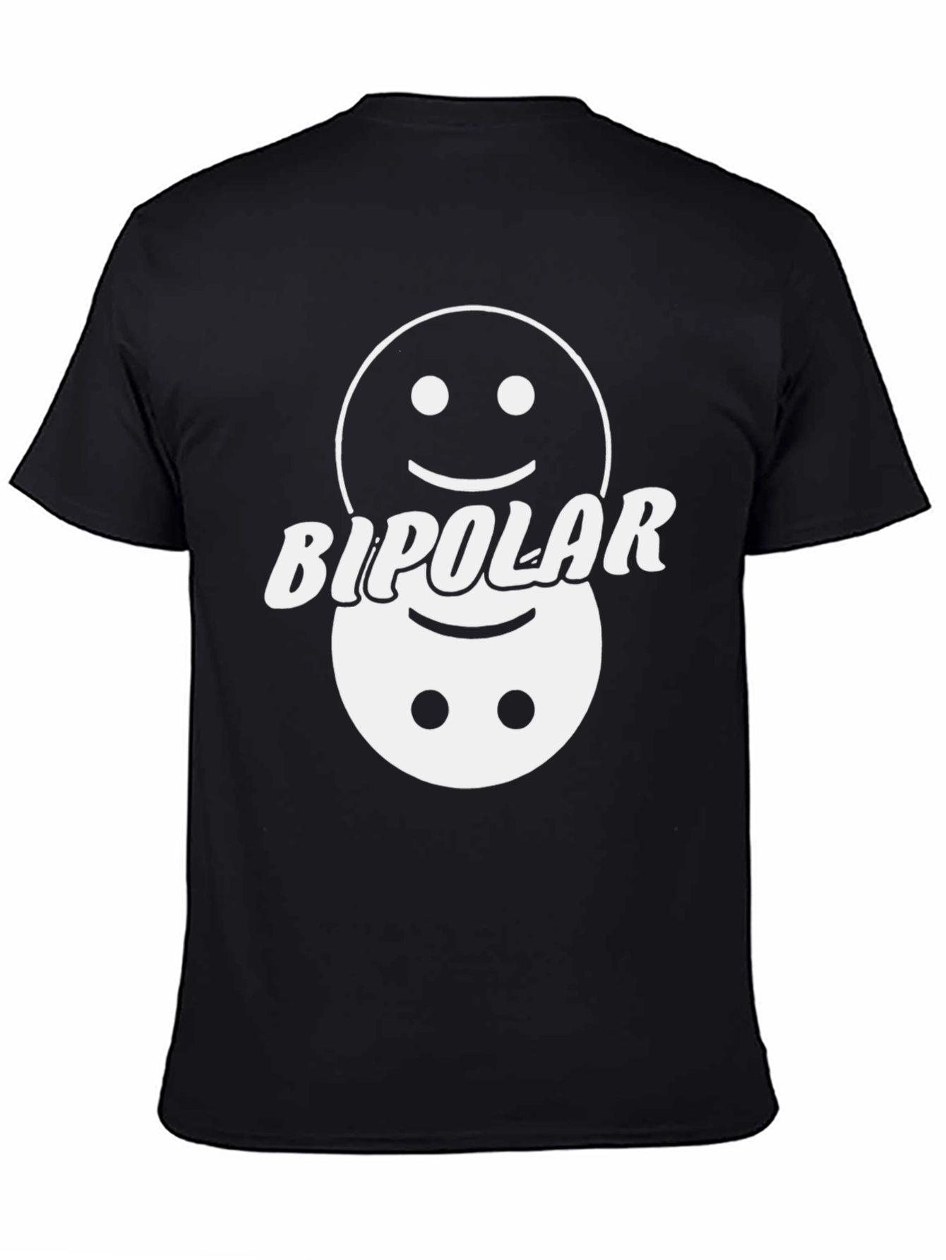 Bipolar Smiley Face Graphic Tee - Black