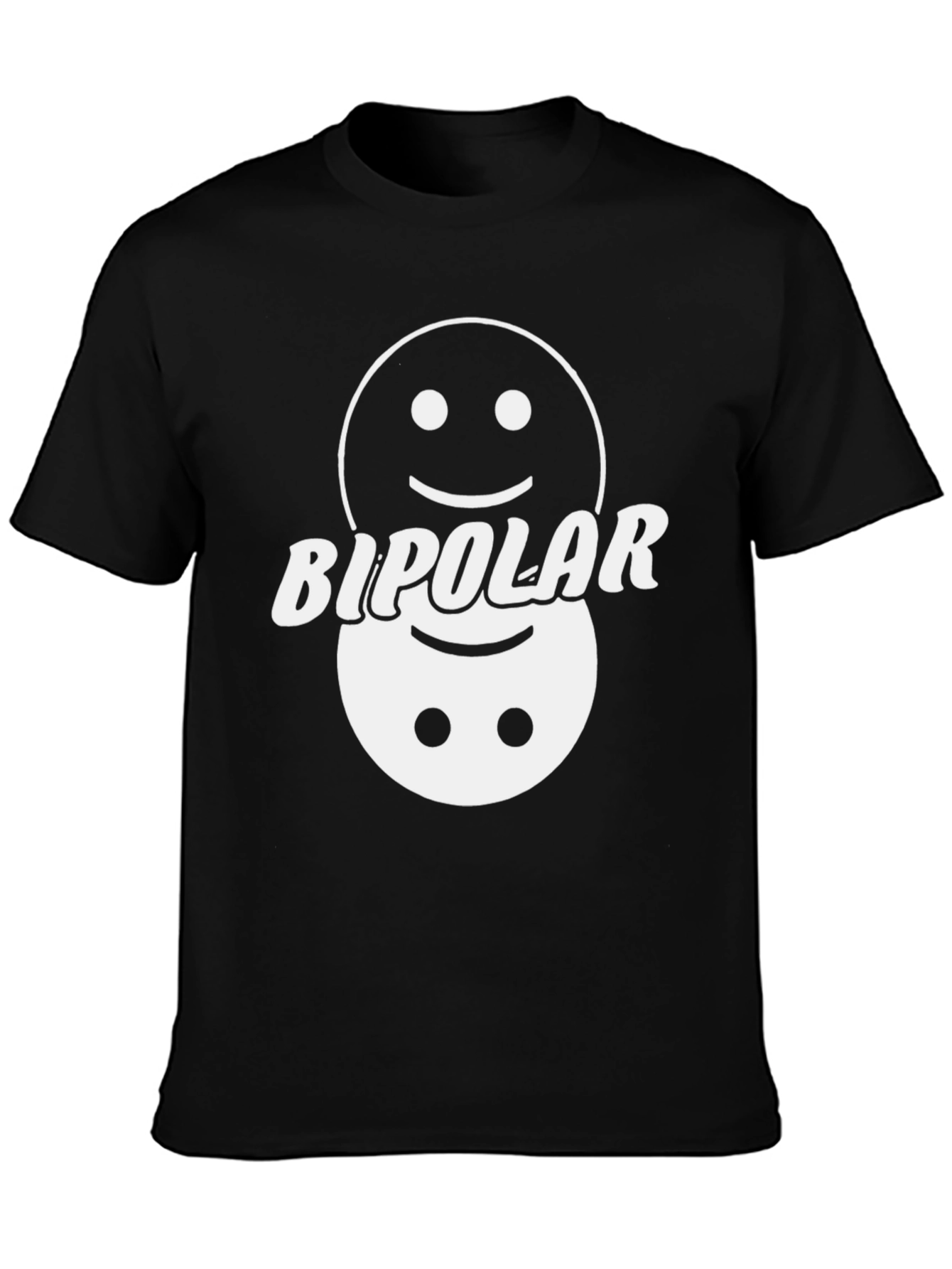 Bipolar Smiley Face Graphic Tee - Black