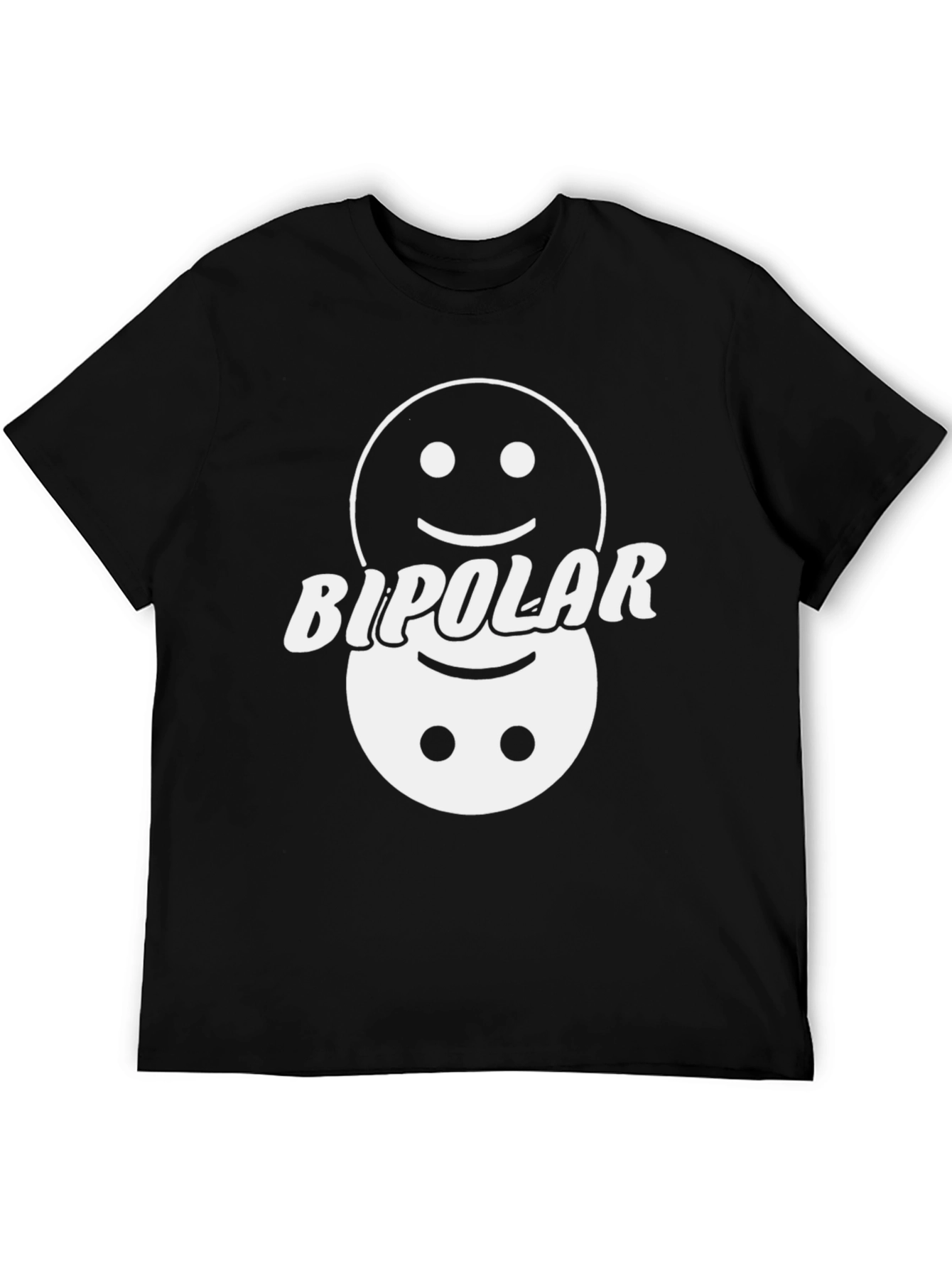 Bipolar Smiley Face Graphic Tee - Black
