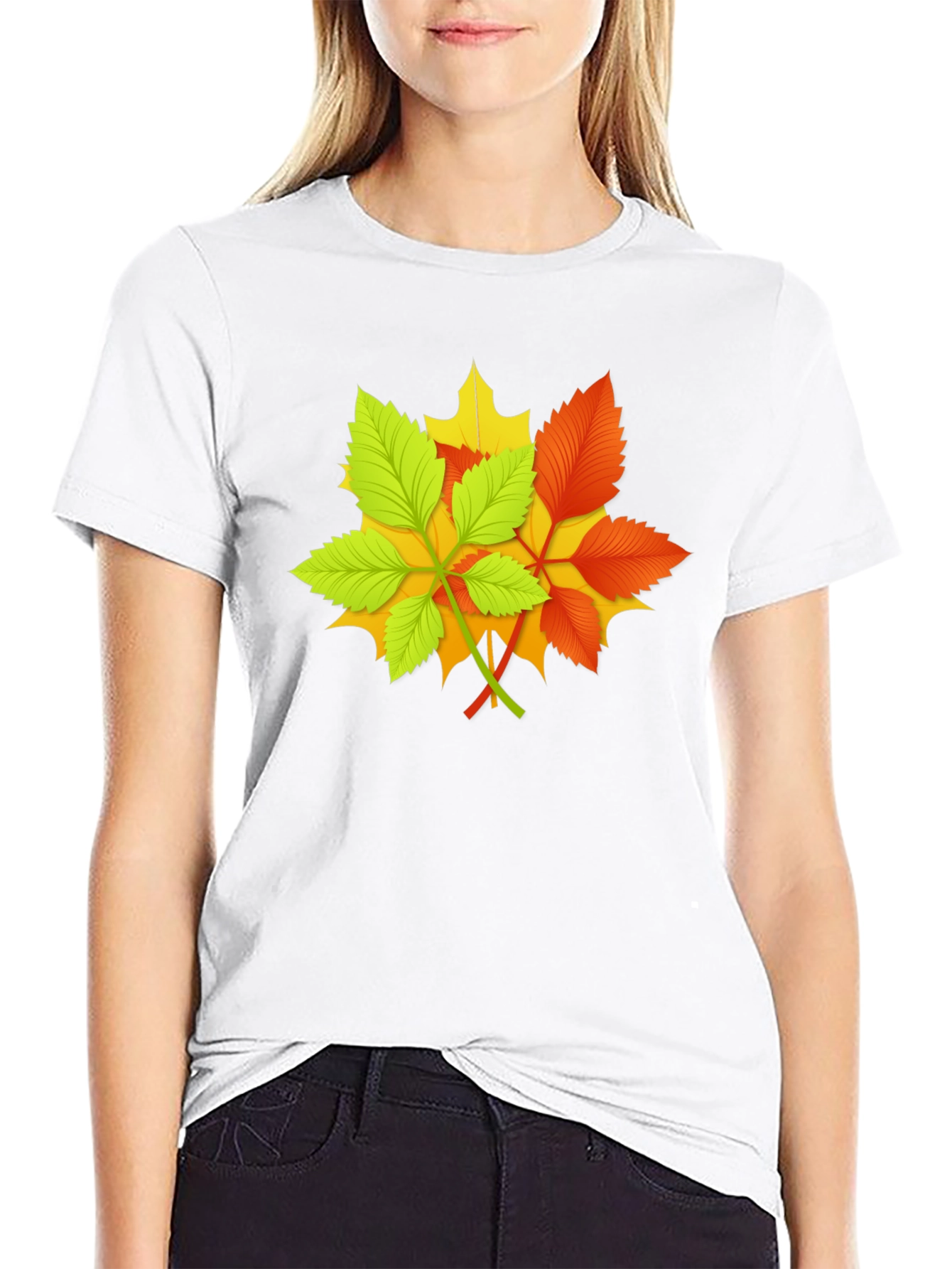 Autumn Leaves Graphic Black T-Shirt