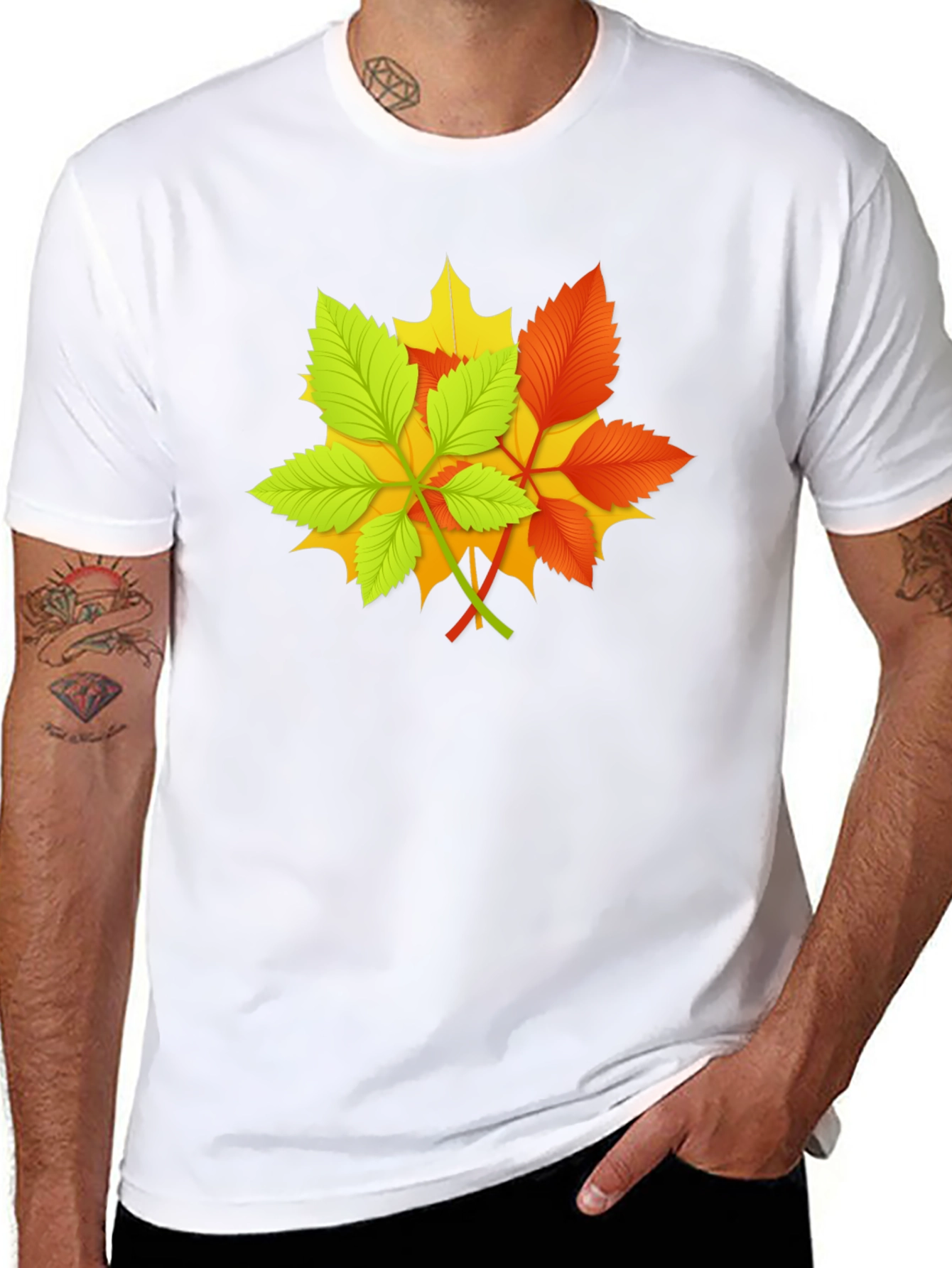 Autumn Leaves Graphic Black T-Shirt