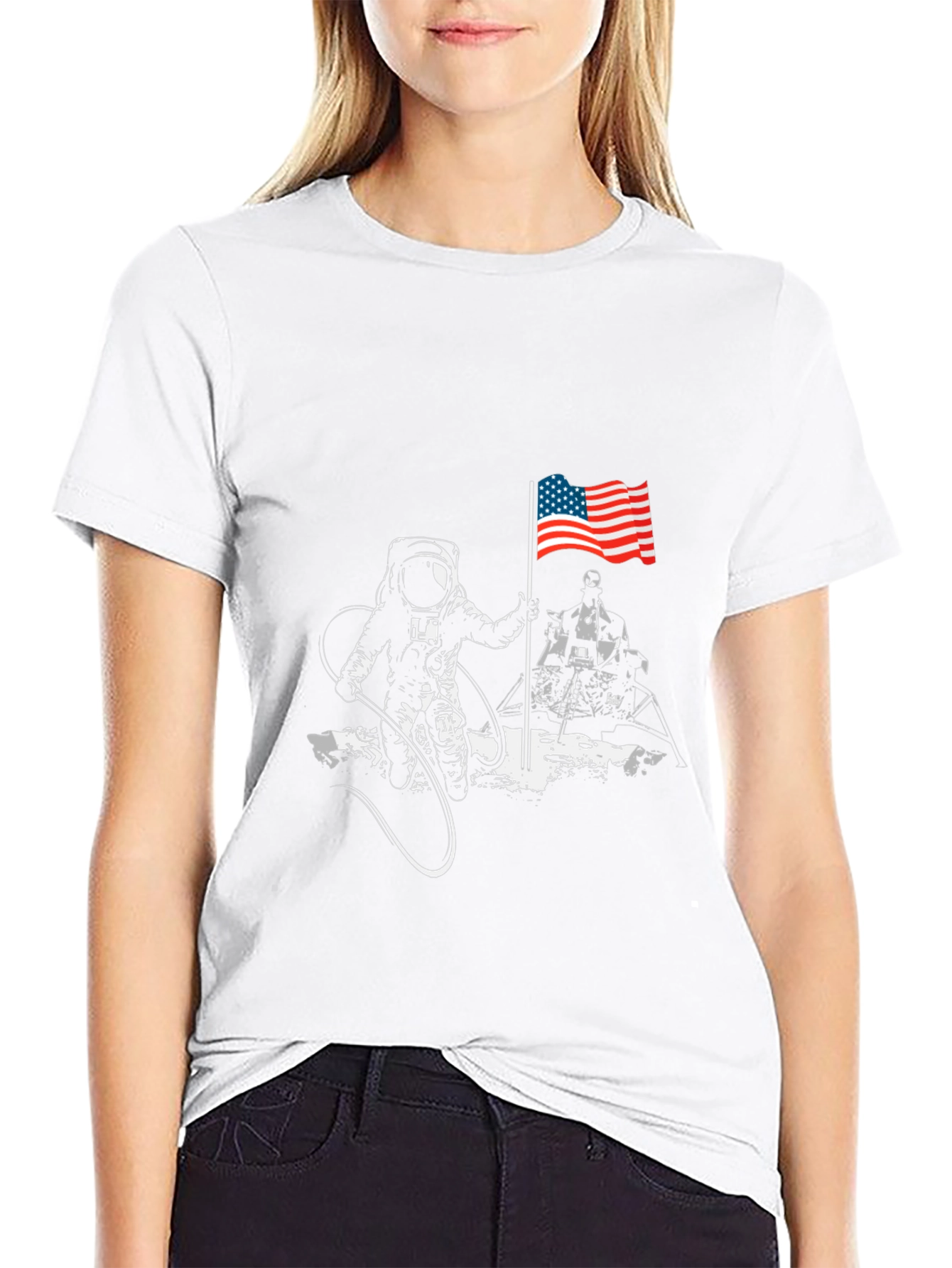 Astronaut American Flag T-Shirt - Space Exploration Tee