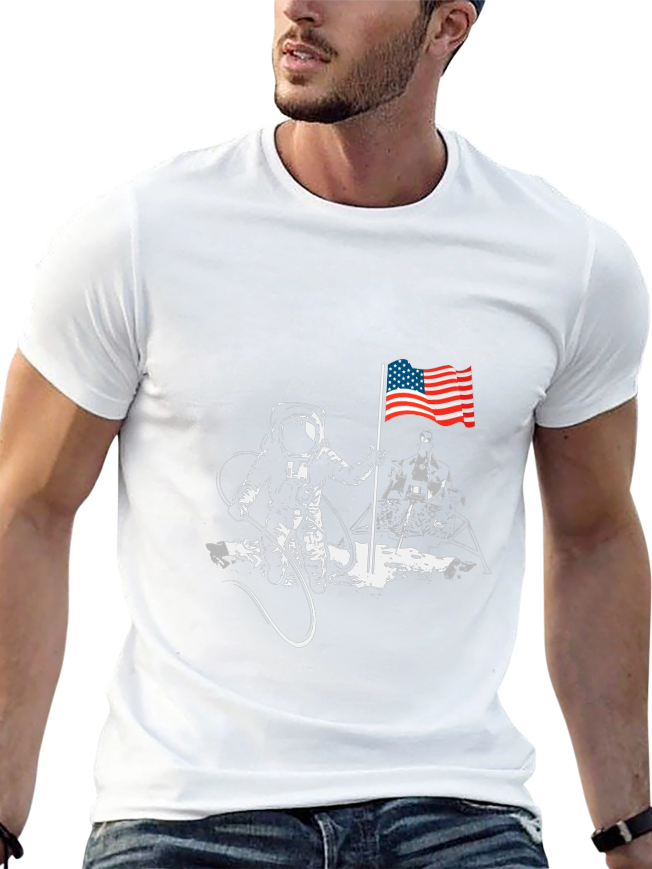 Astronaut American Flag T-Shirt - Space Exploration Tee