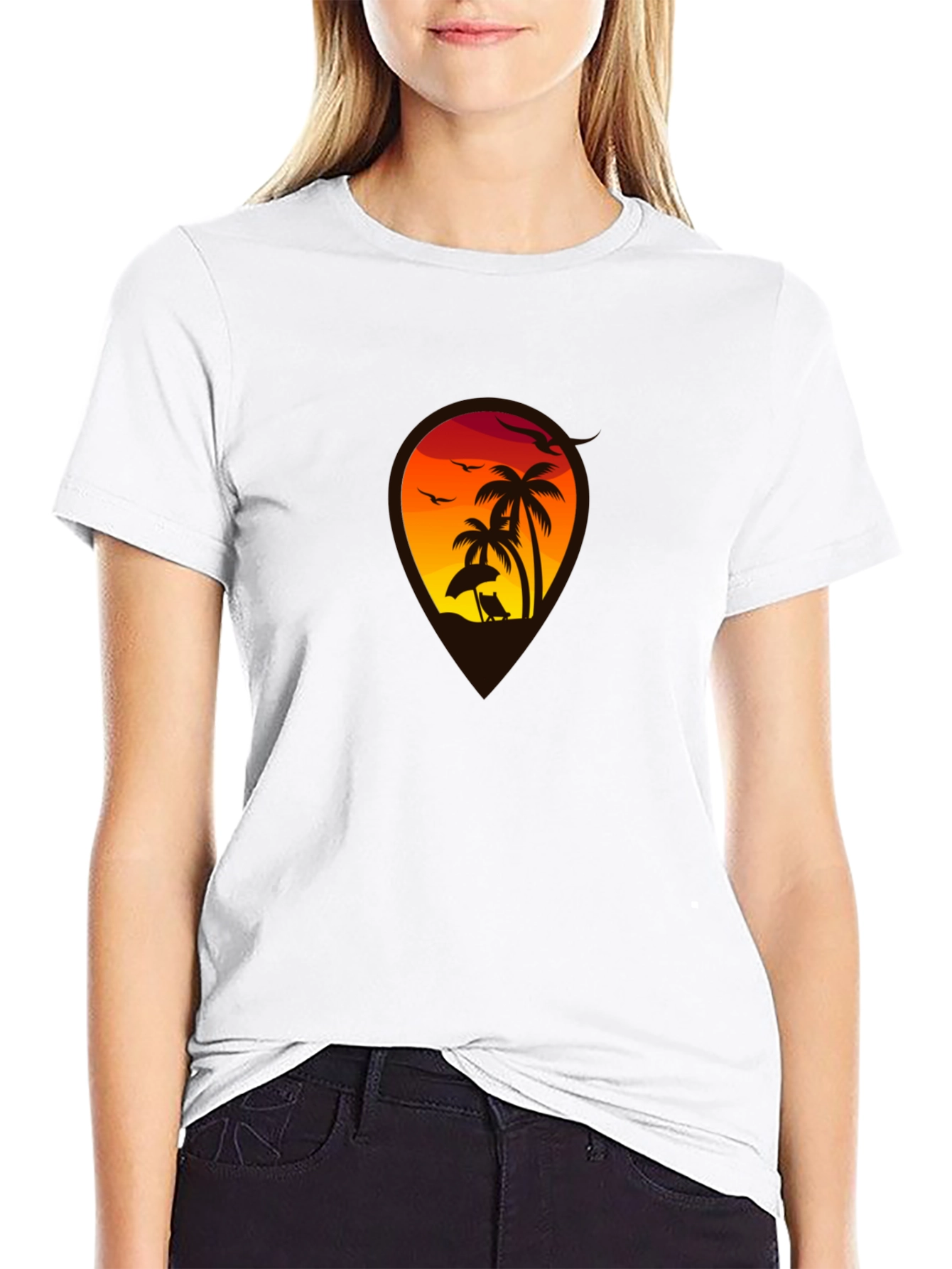 Sunset Beach Palm Tree T-Shirt