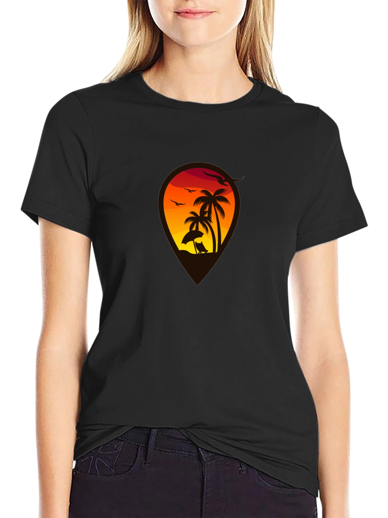 Sunset Beach Palm Tree T-Shirt