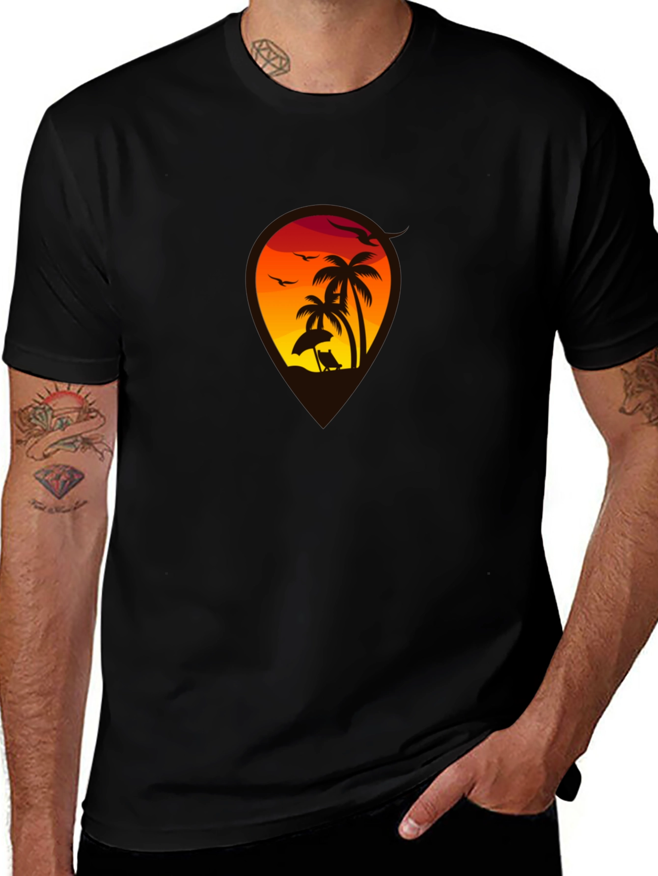 Sunset Beach Palm Tree T-Shirt