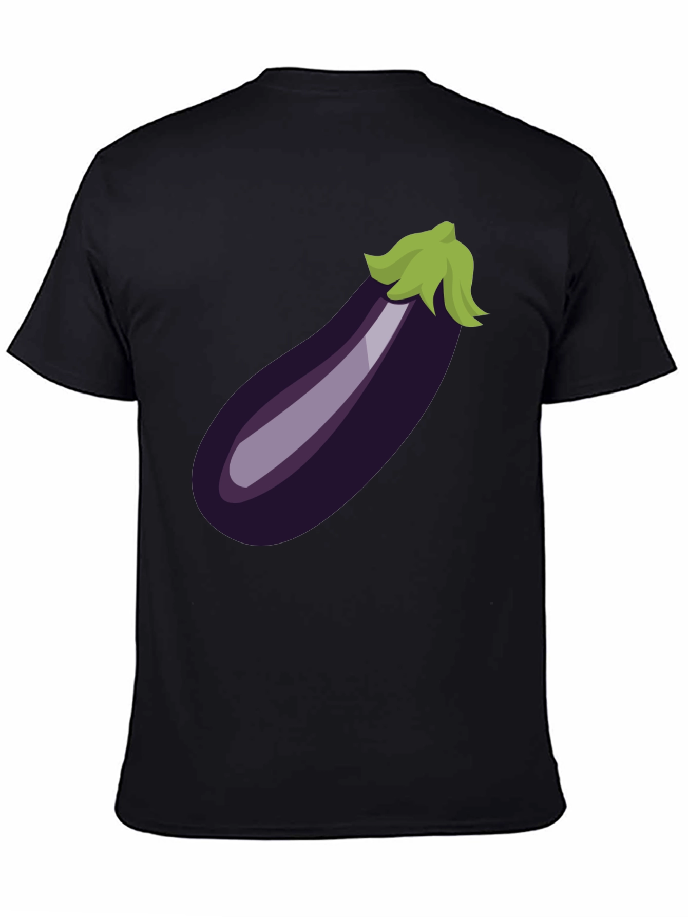 Eggplant Emoji Graphic Tee - Black Cotton T-Shirt