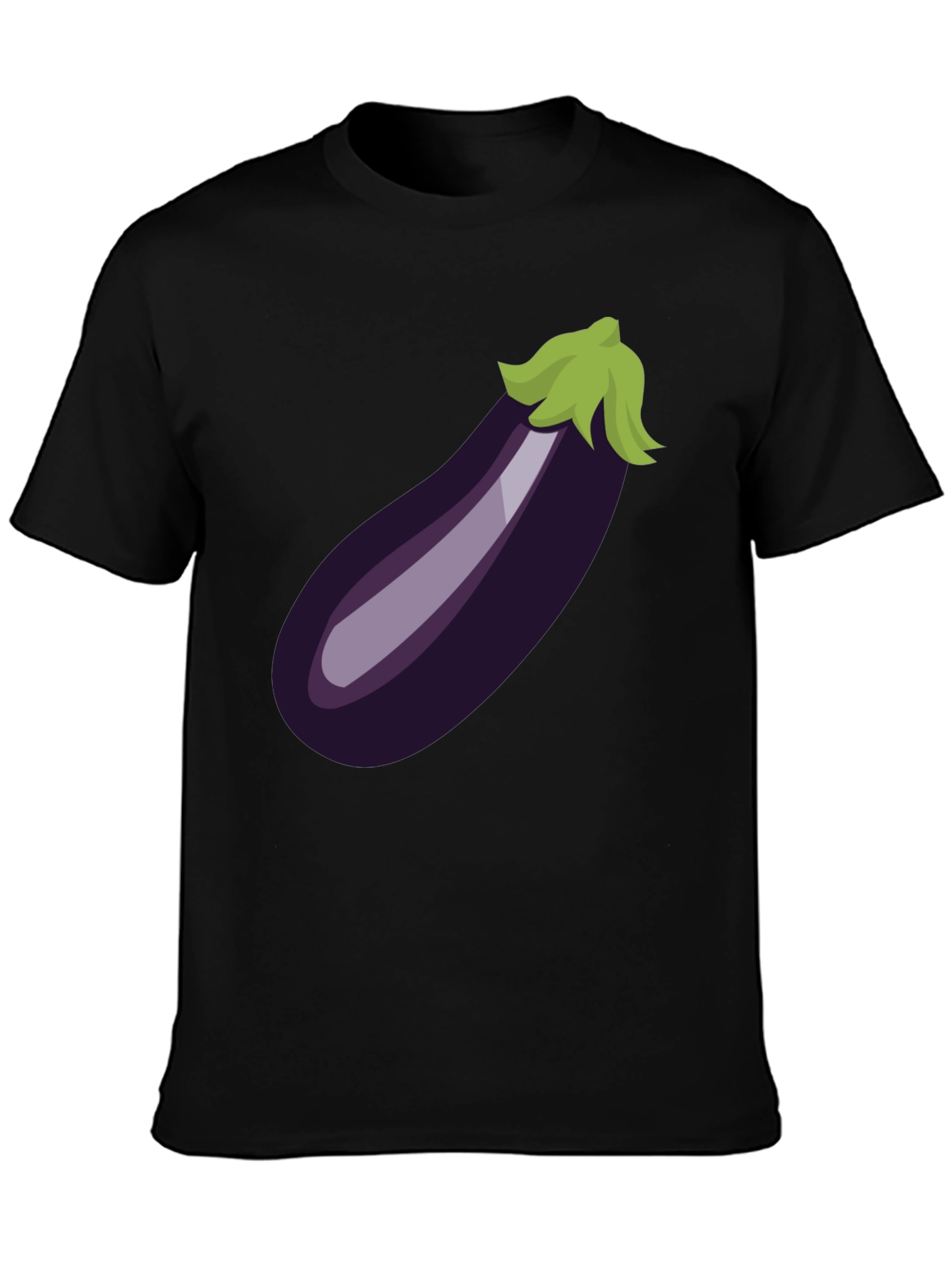 Eggplant Emoji Graphic Tee - Black Cotton T-Shirt
