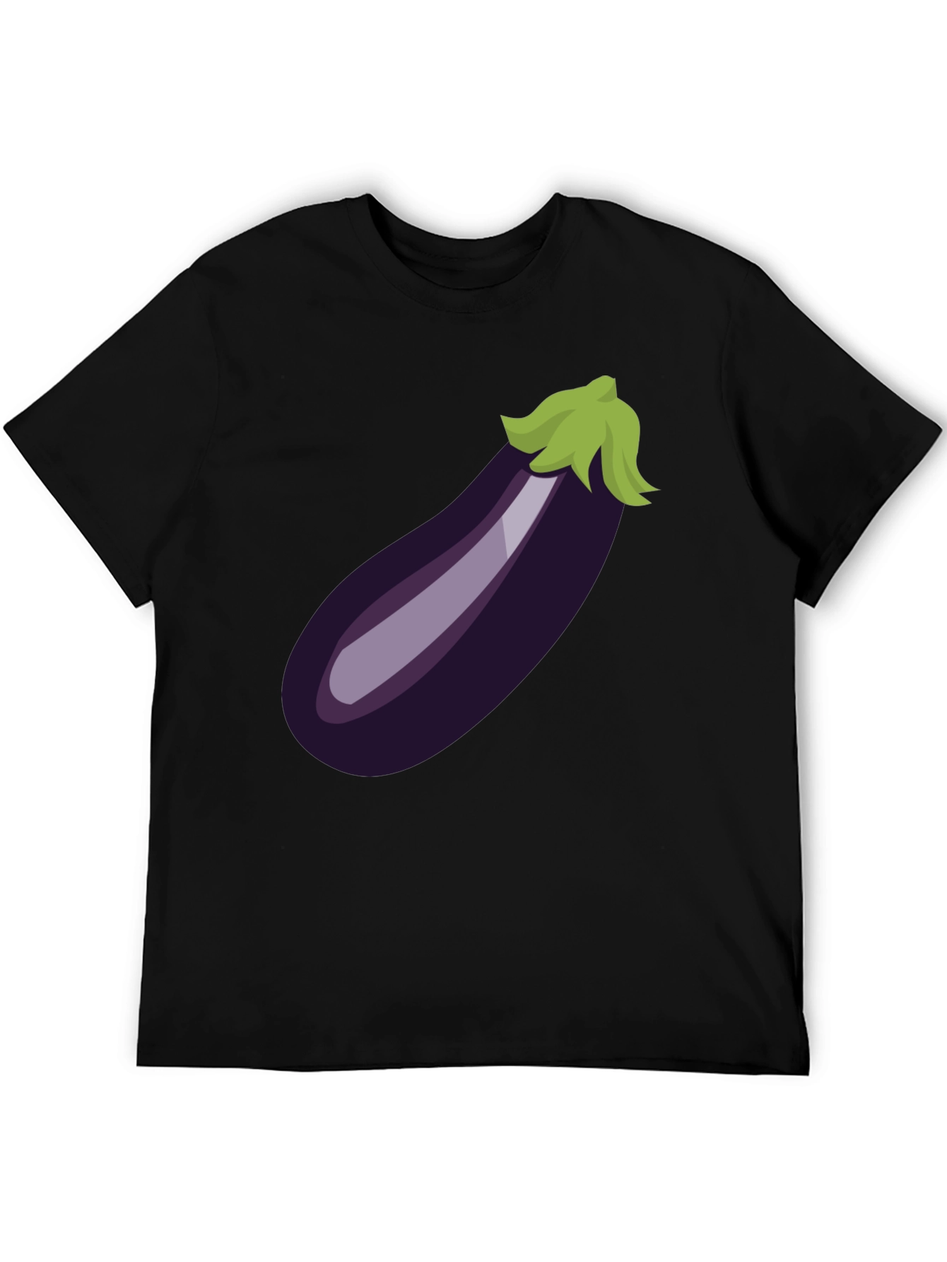 Eggplant Emoji Graphic Tee - Black Cotton T-Shirt