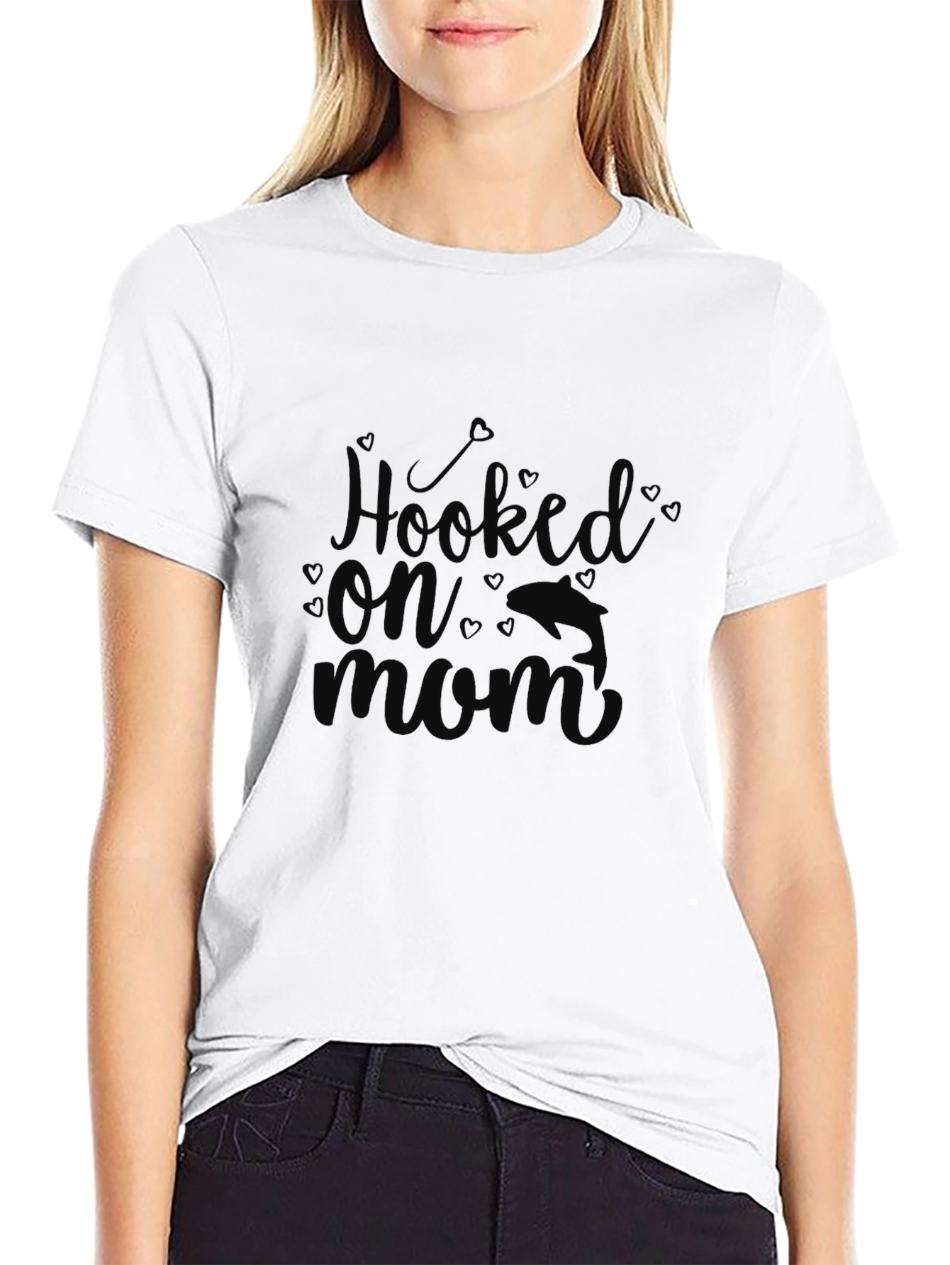 Hooked On Mom Black Graphic Tee