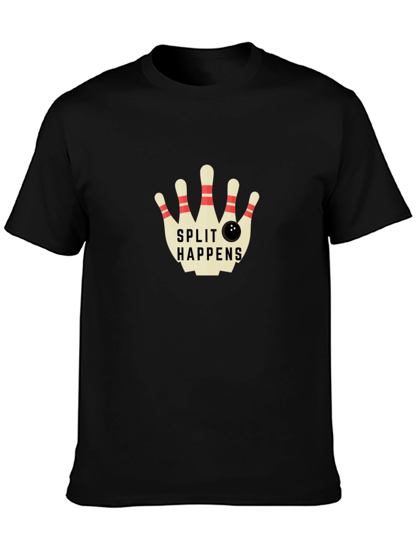 Split Happens Bowling T-Shirt - Classic Black Tee