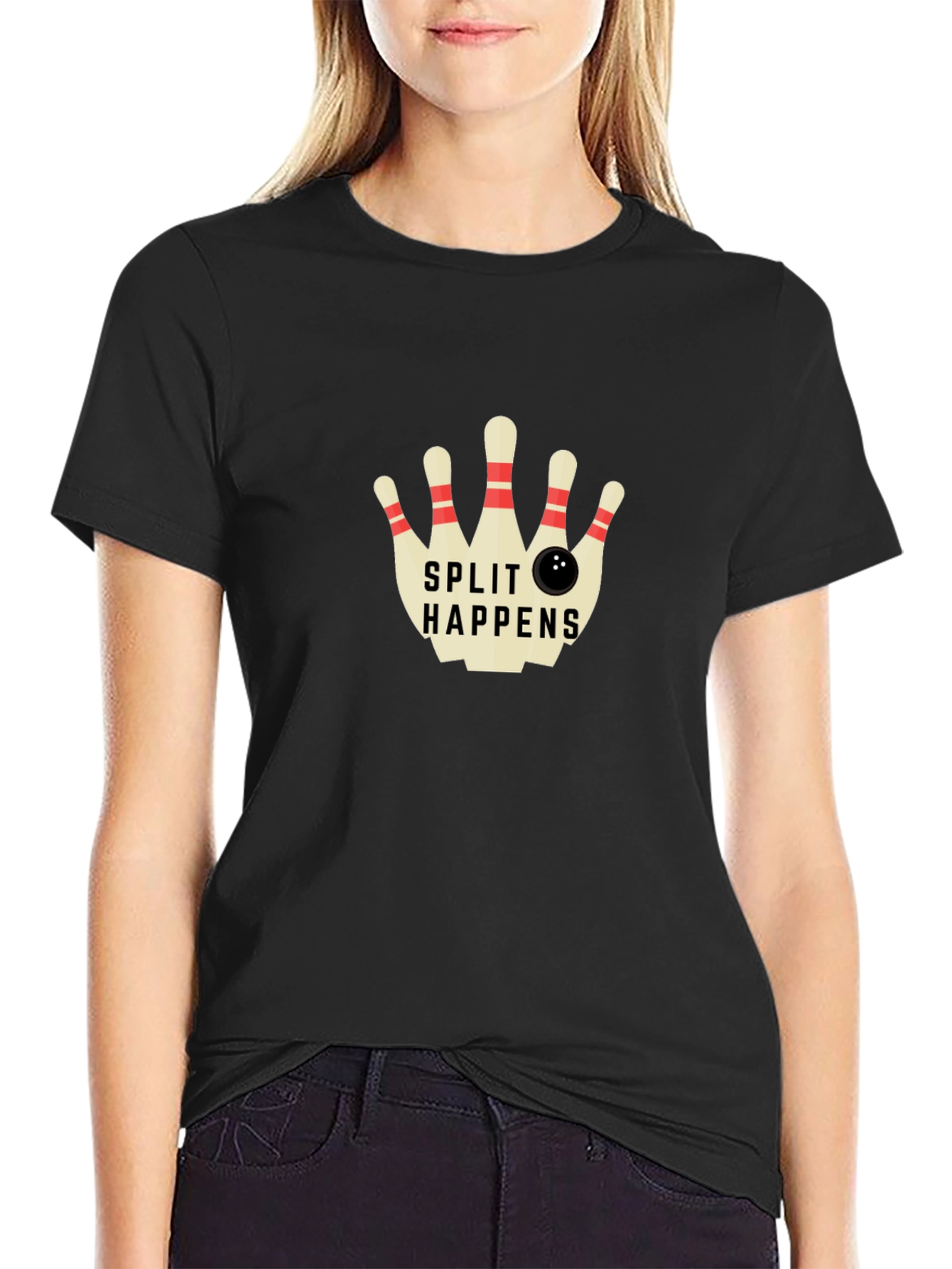 Split Happens Bowling T-Shirt - Classic Black Tee