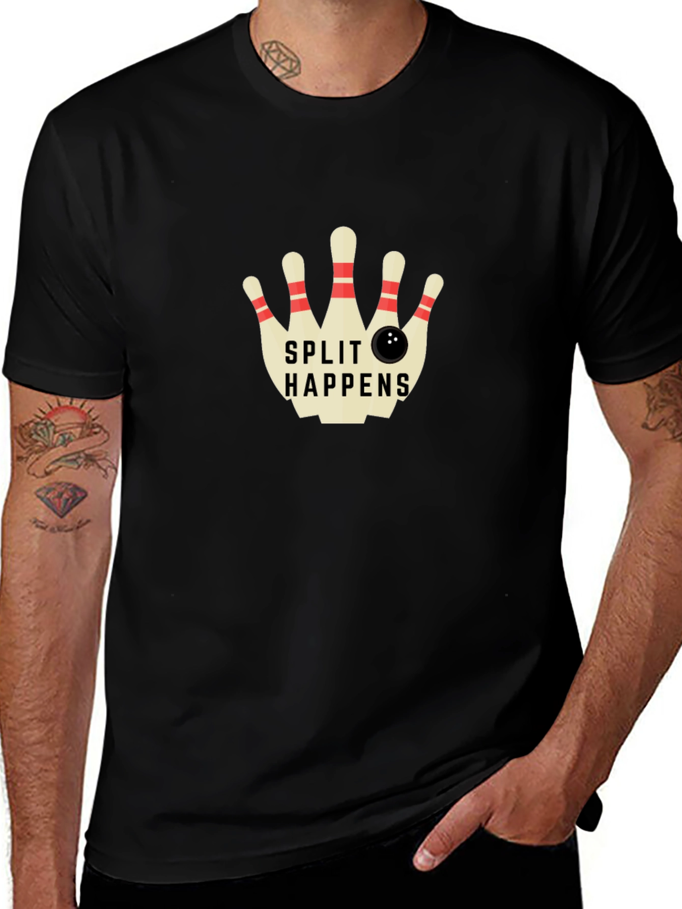 Split Happens Bowling T-Shirt - Classic Black Tee
