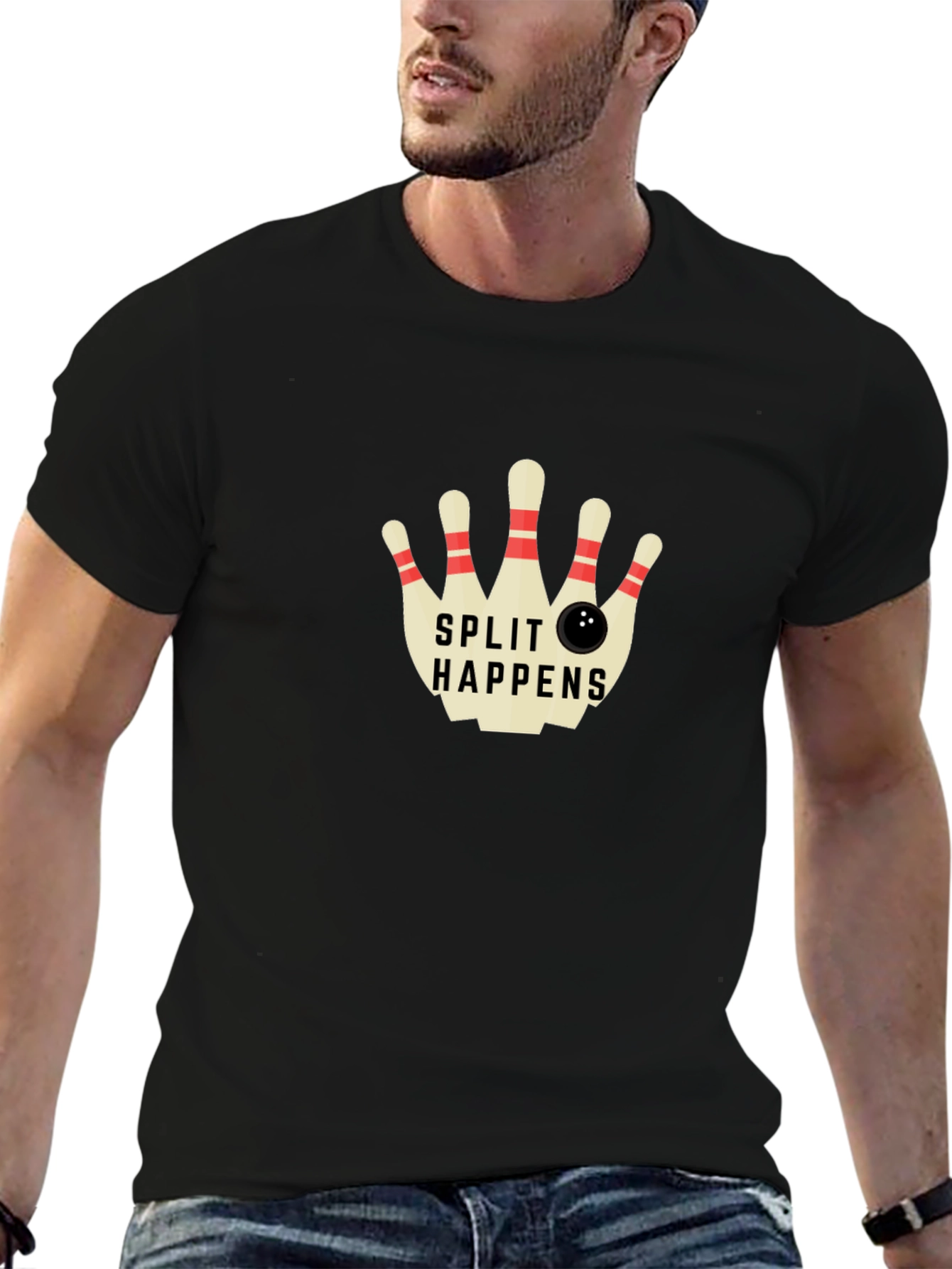 Split Happens Bowling T-Shirt - Classic Black Tee