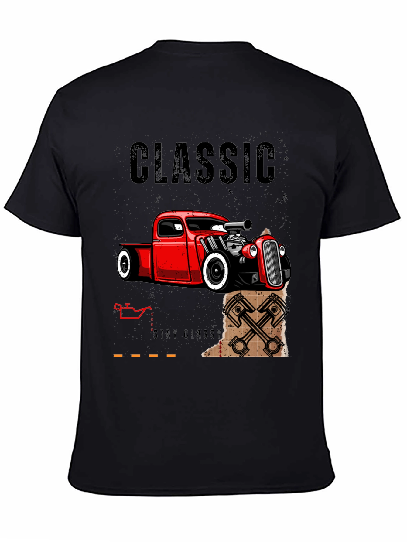 Classic Car T-Shirt - Black Hot Rod Design