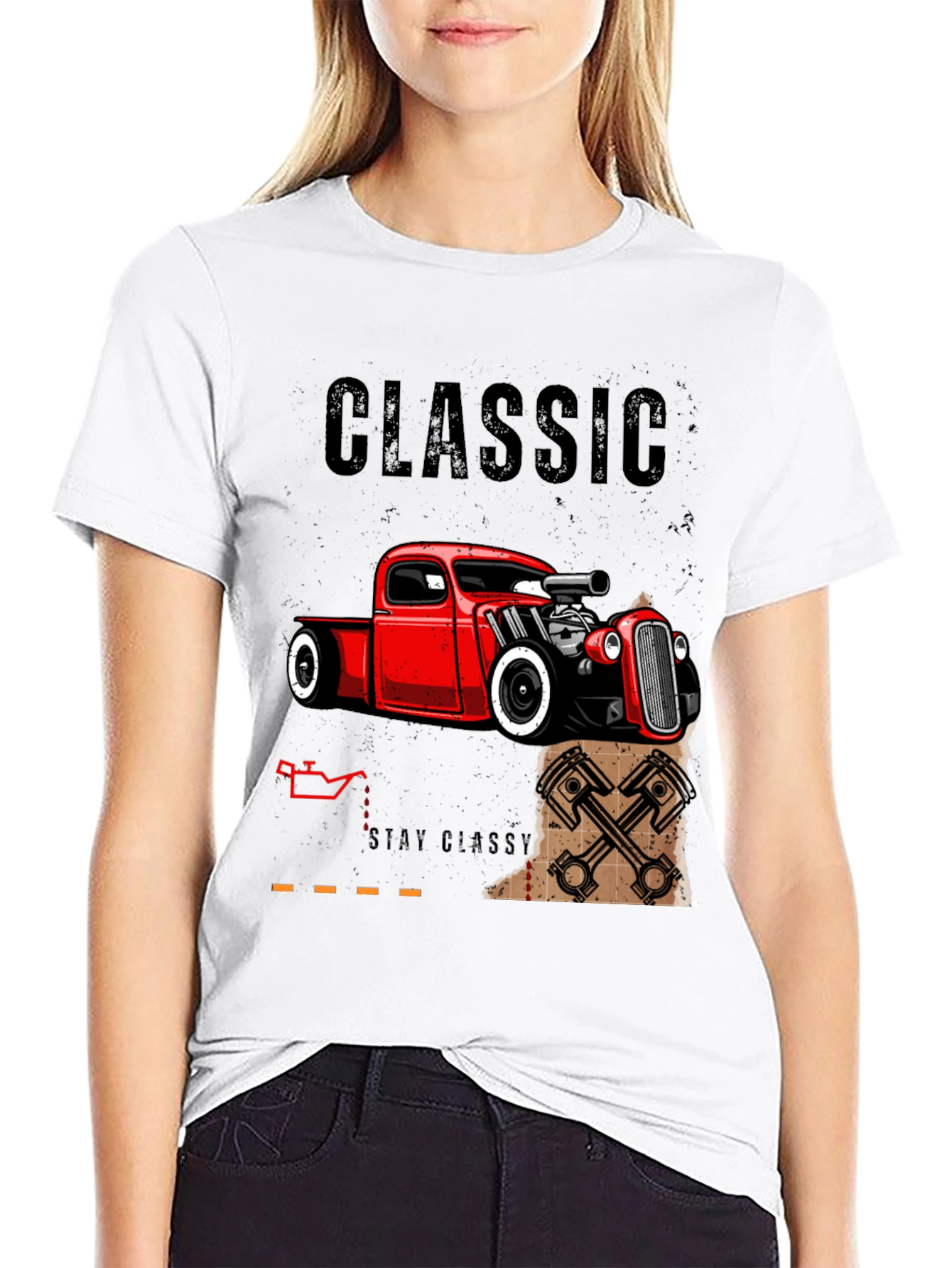 Classic Car T-Shirt - Black Hot Rod Design