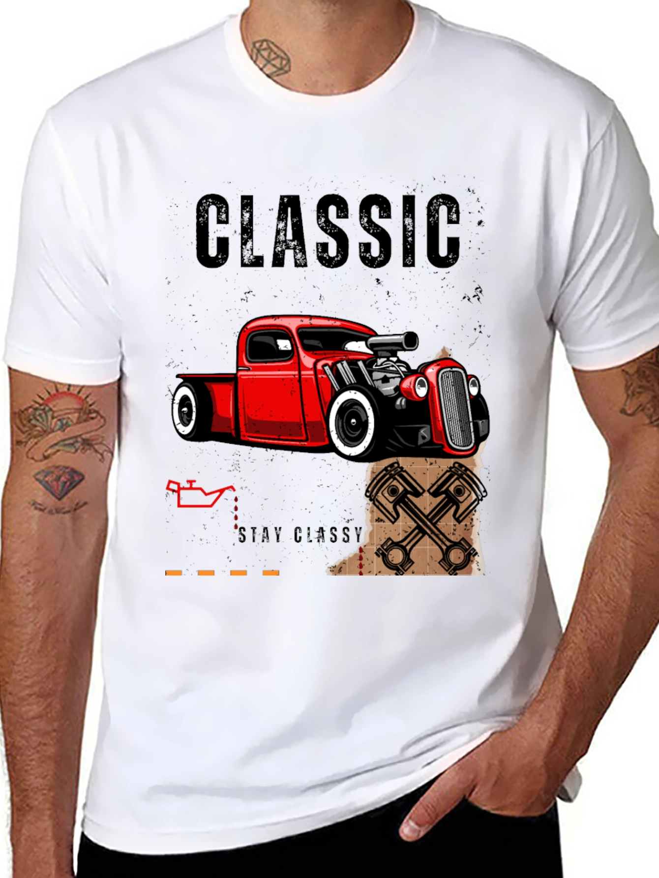 Classic Car T-Shirt - Black Hot Rod Design