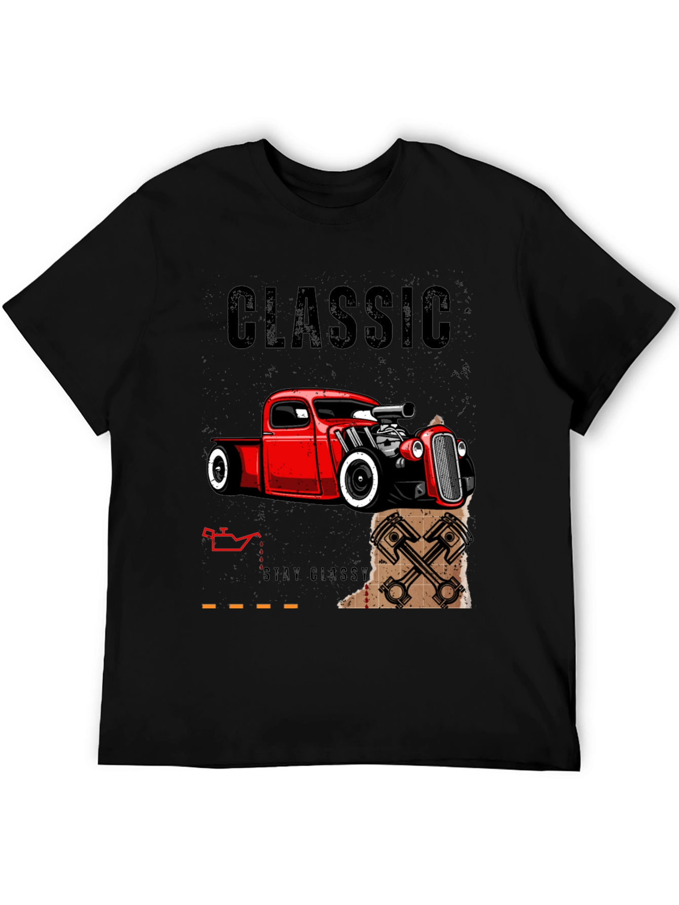 Classic Car T-Shirt - Black Hot Rod Design