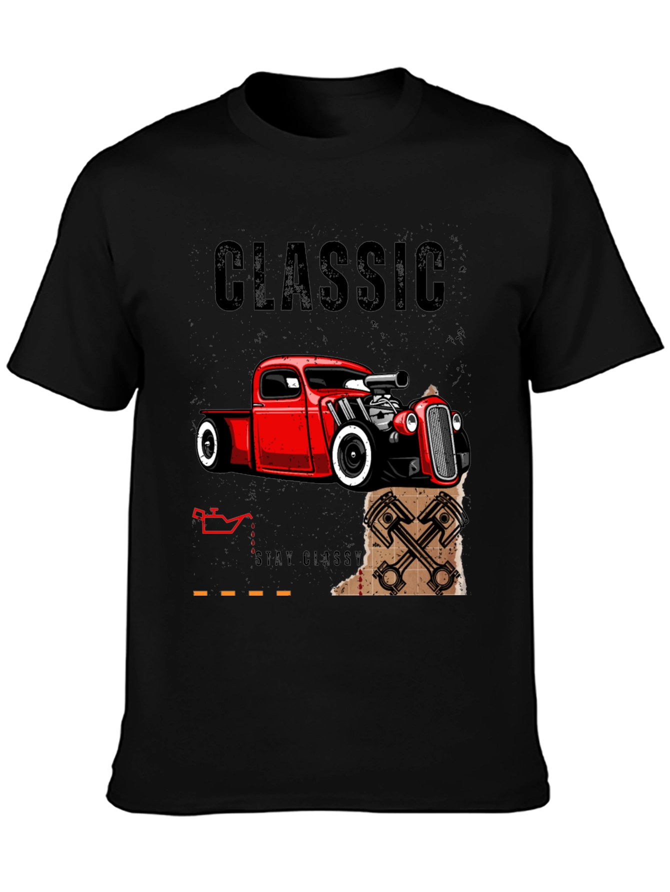 Classic Car T-Shirt - Black Hot Rod Design