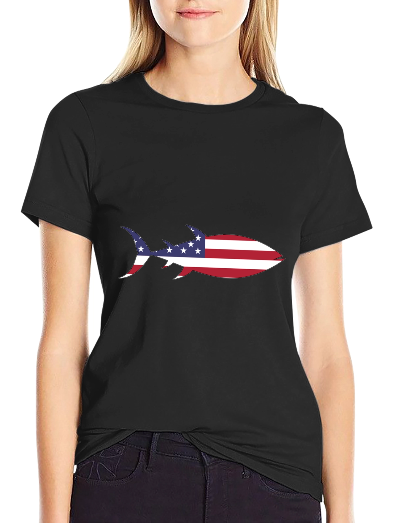 American Flag Shark T-Shirt