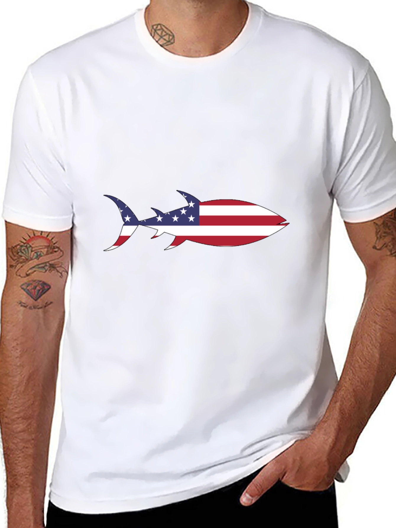 American Flag Shark T-Shirt