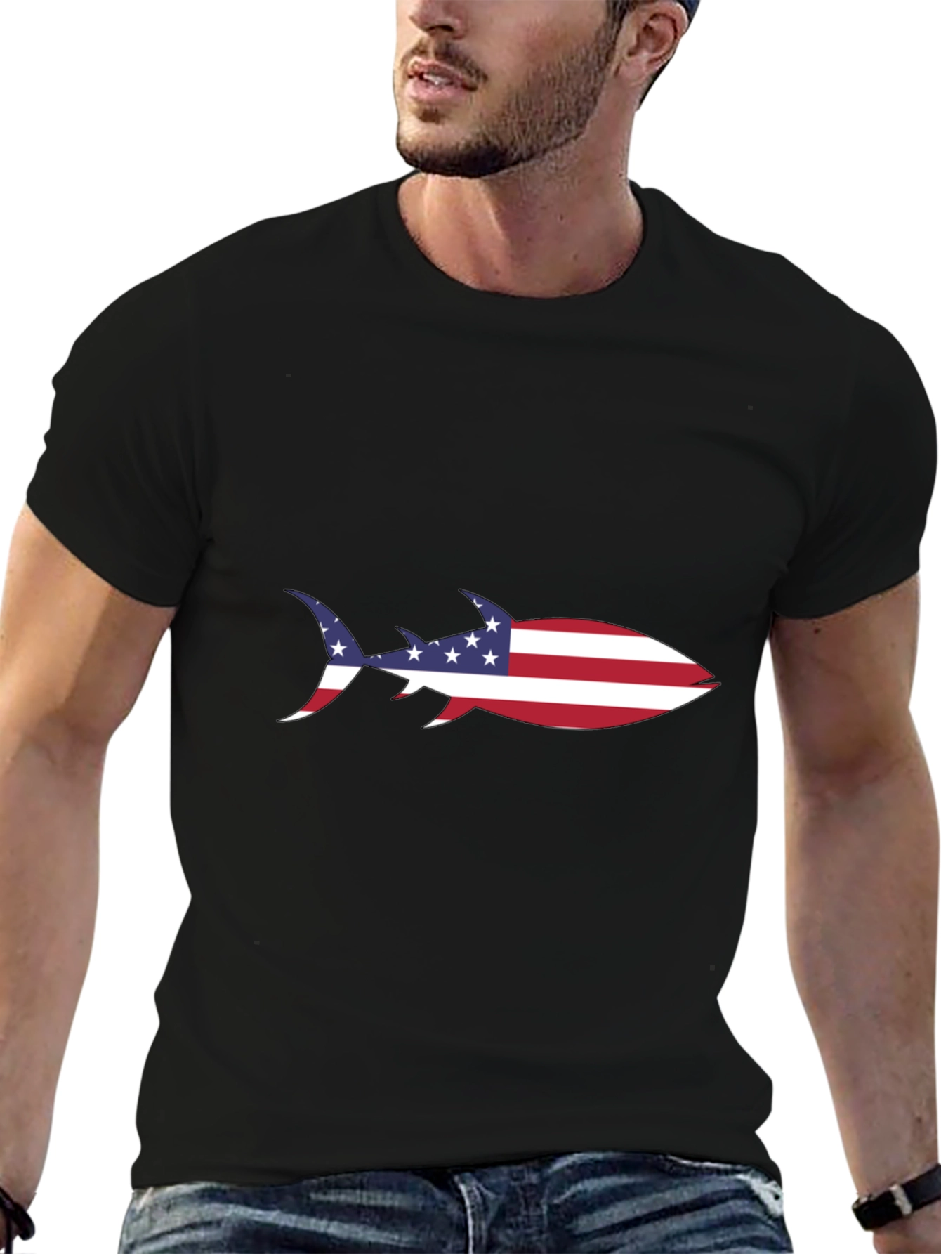 American Flag Shark T-Shirt