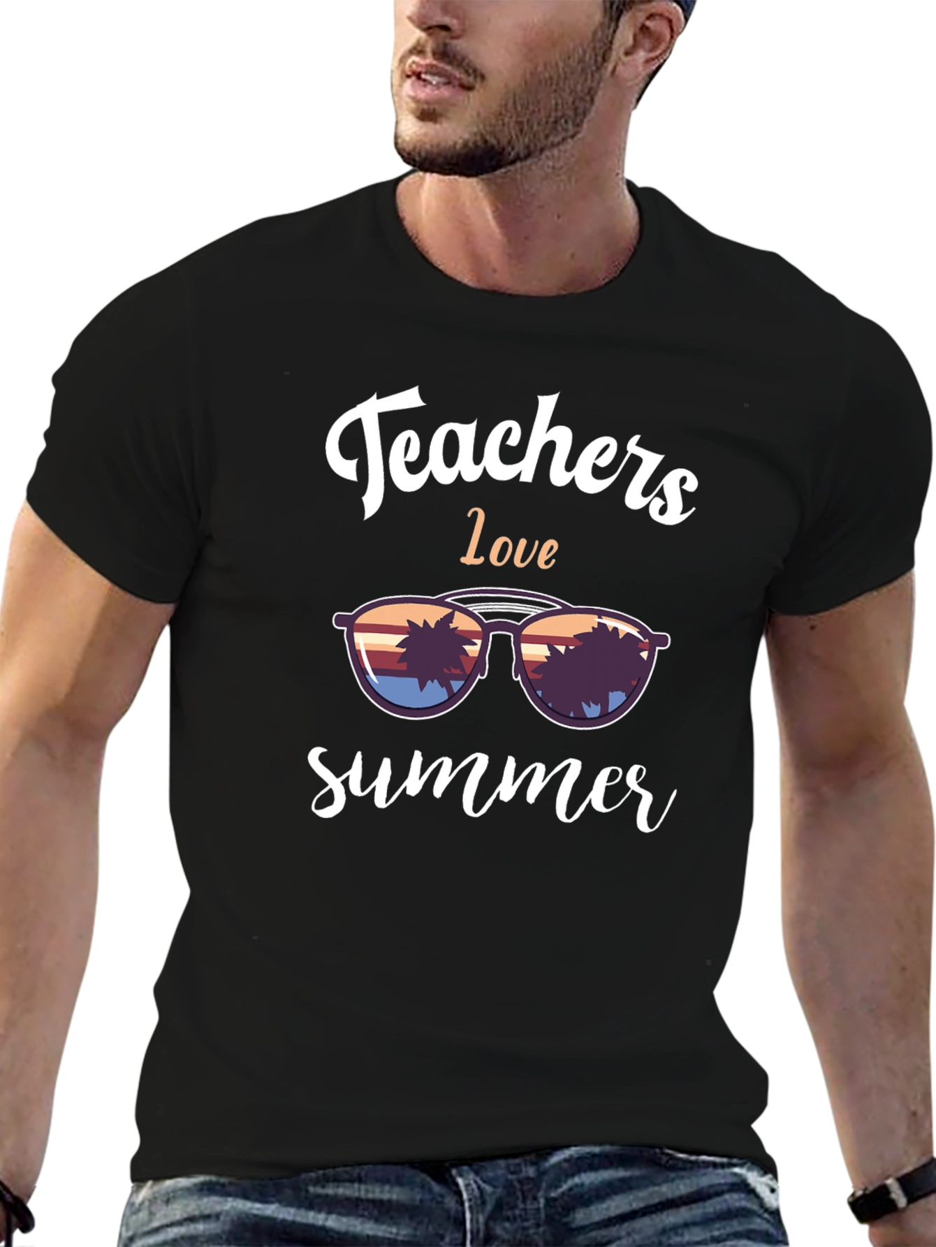 Teachers Love Summer Graphic Tee - Black