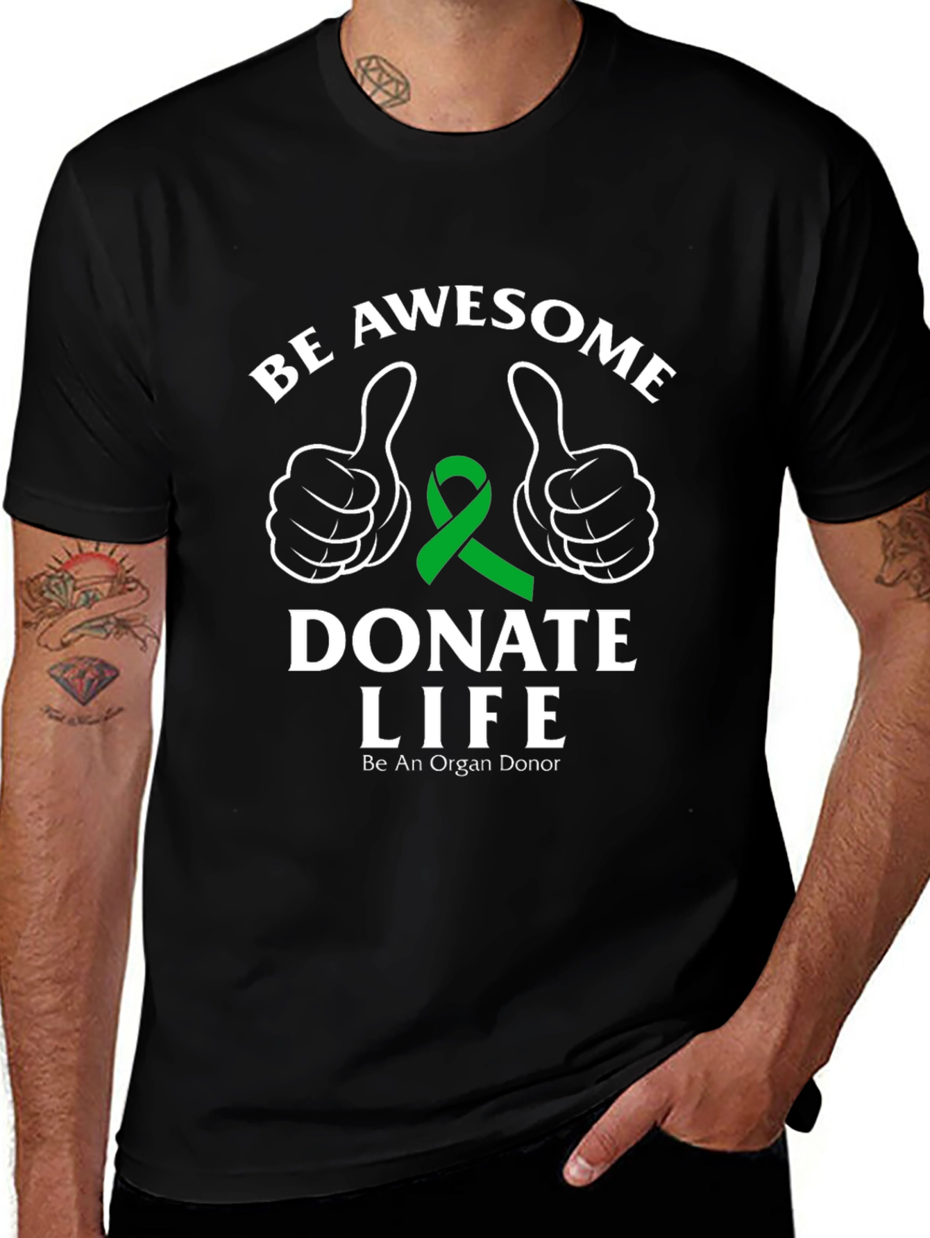 Be Awesome Donate Life Black T-Shirt