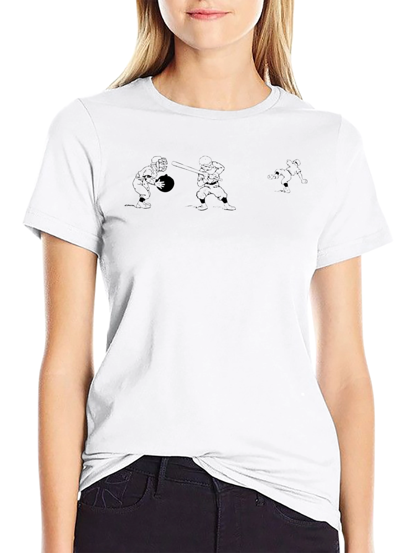 Black Graphic Print Crew Neck Tee