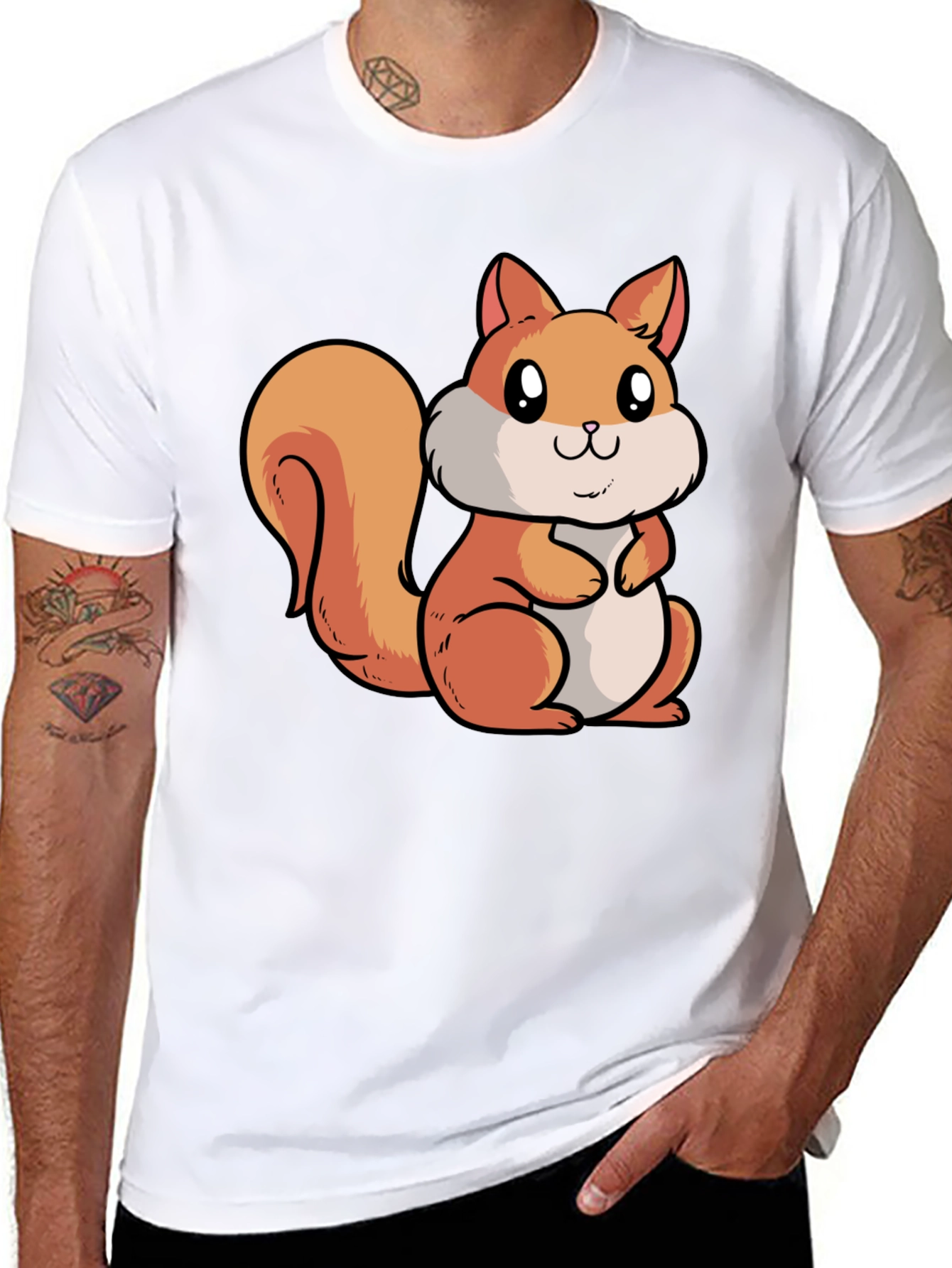 Cute Squirrel Graphic T-Shirt - Black Cotton Tee