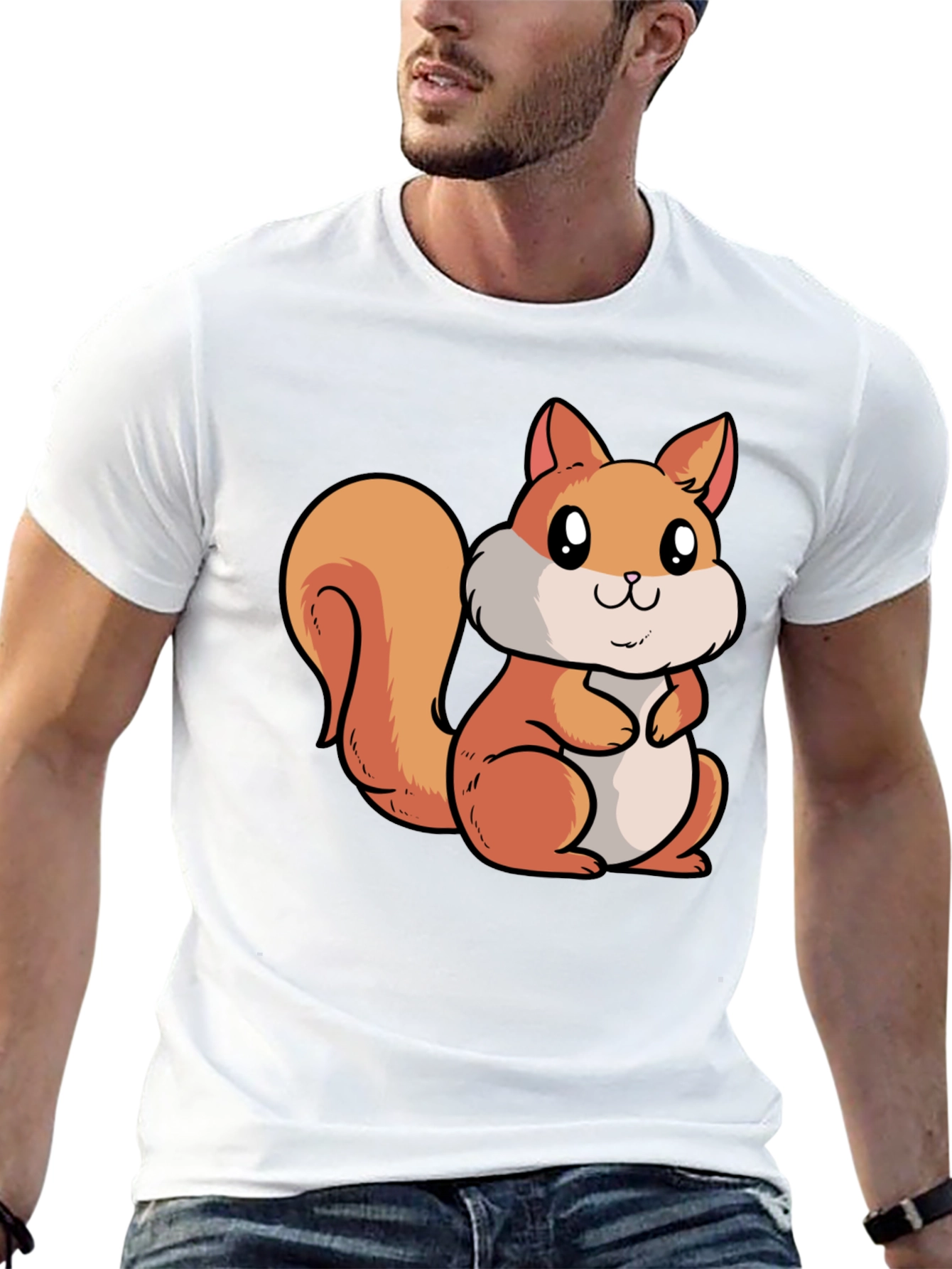 Cute Squirrel Graphic T-Shirt - Black Cotton Tee