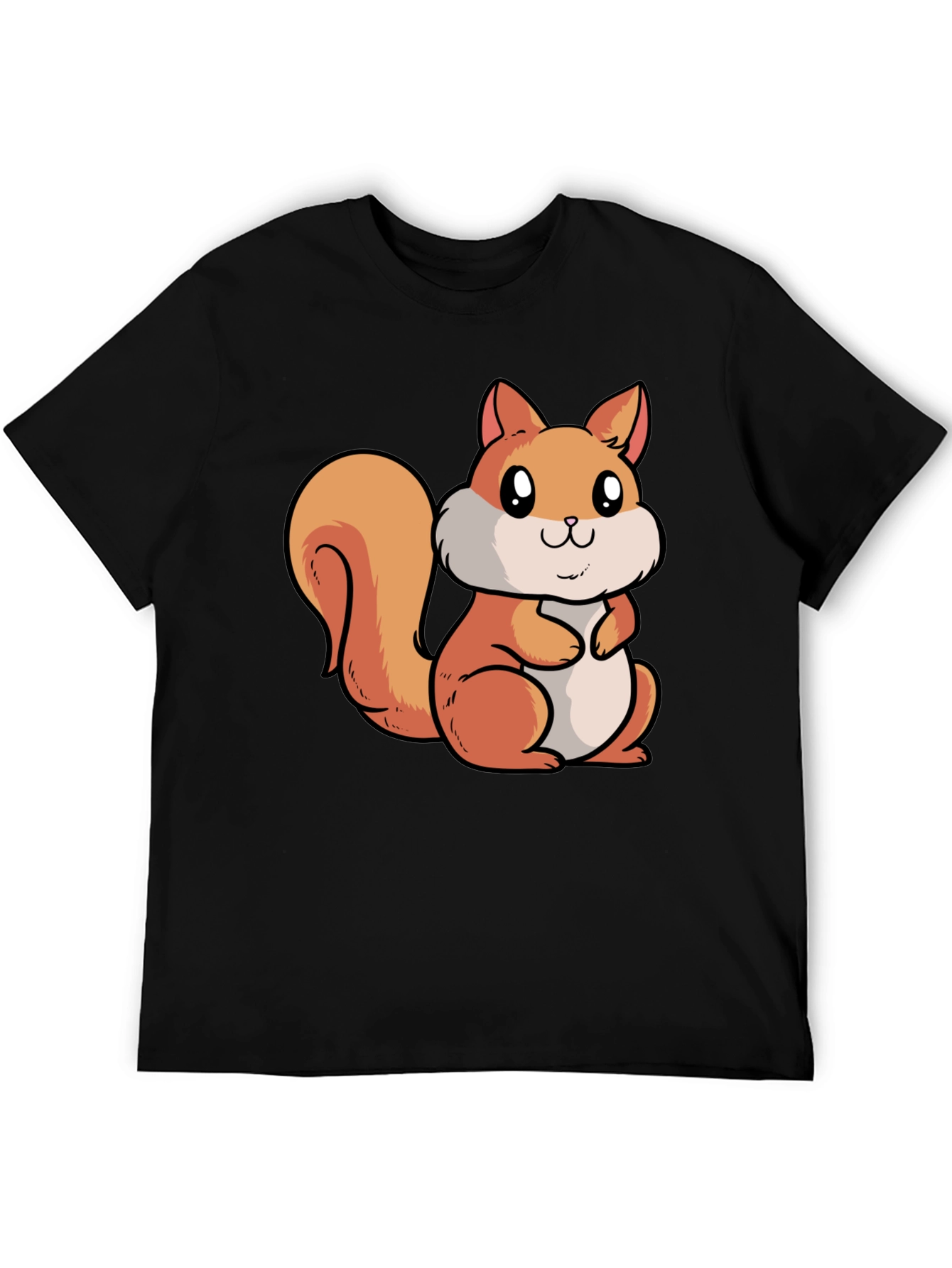 Cute Squirrel Graphic T-Shirt - Black Cotton Tee