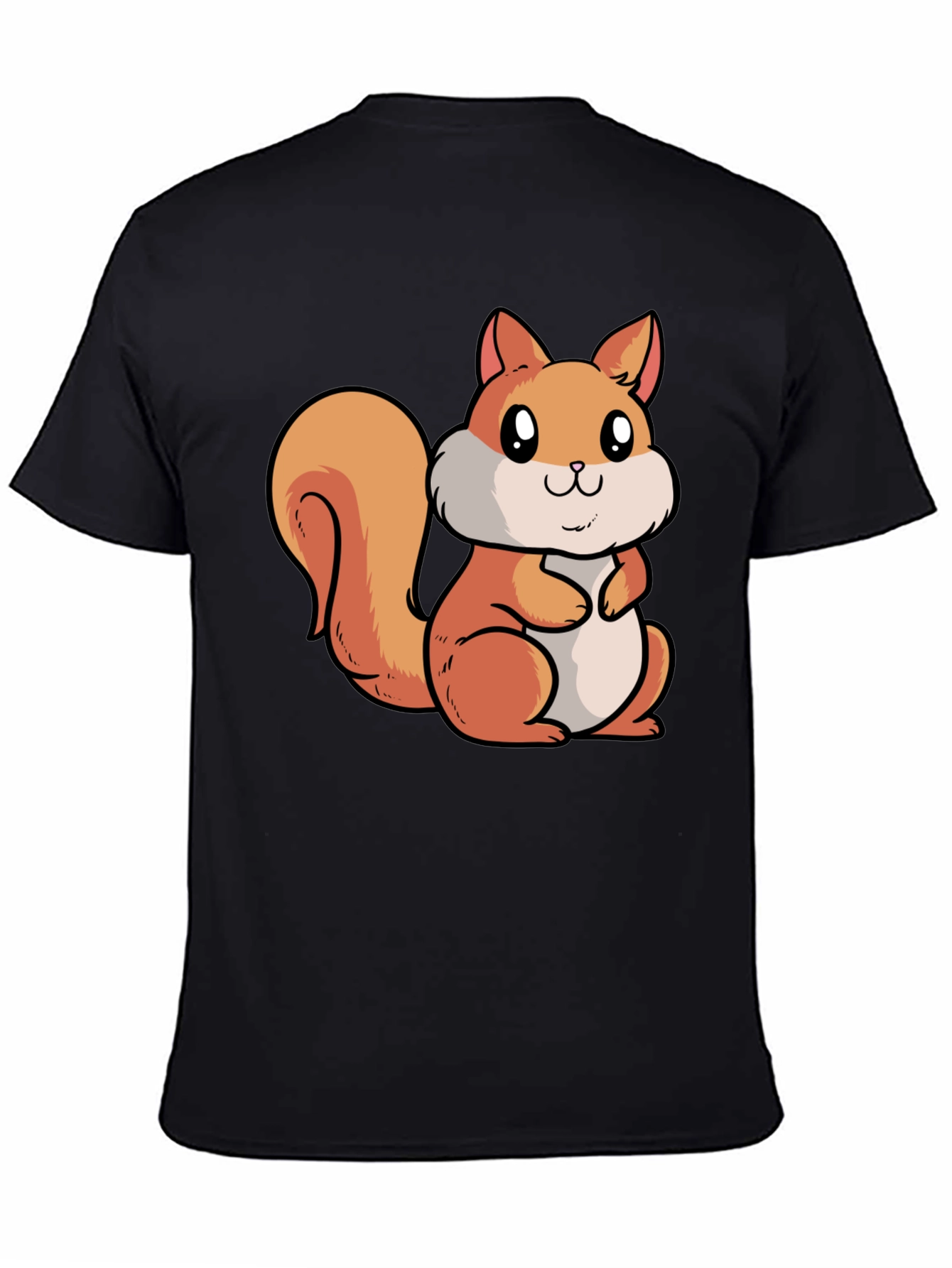 Cute Squirrel Graphic T-Shirt - Black Cotton Tee